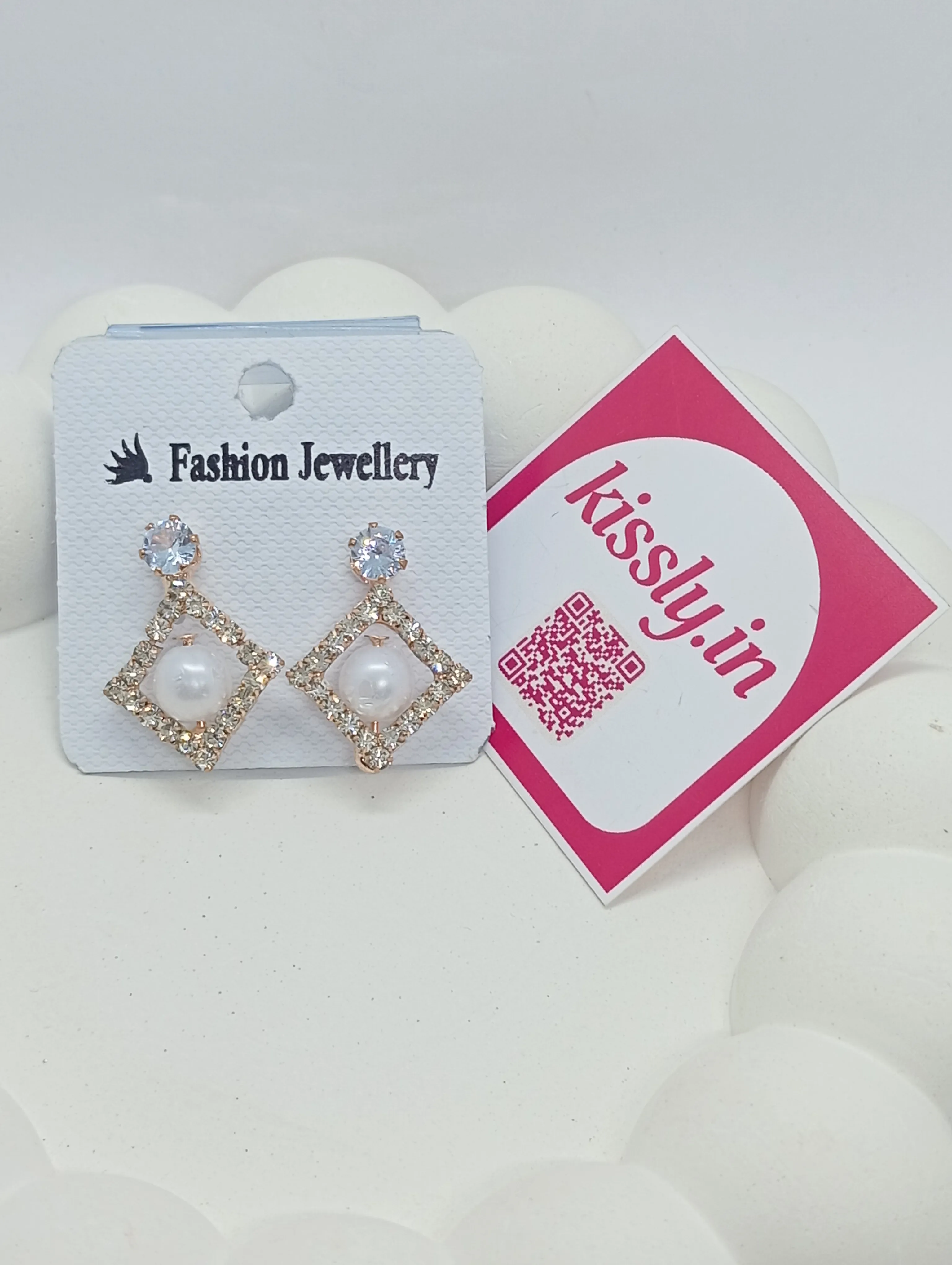 Pearl Rhinestone Drop Earrings