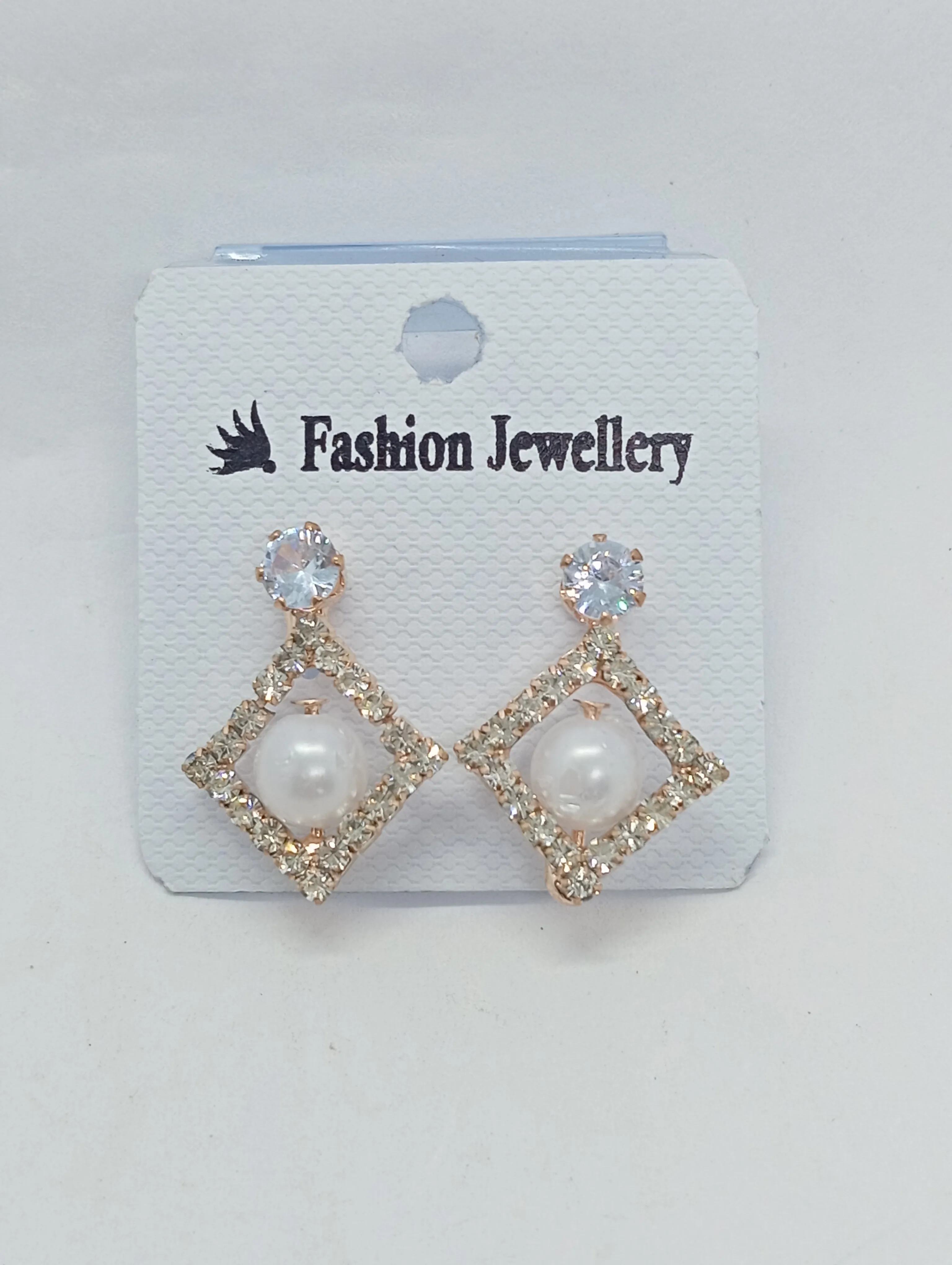 Pearl Rhinestone Drop Earrings