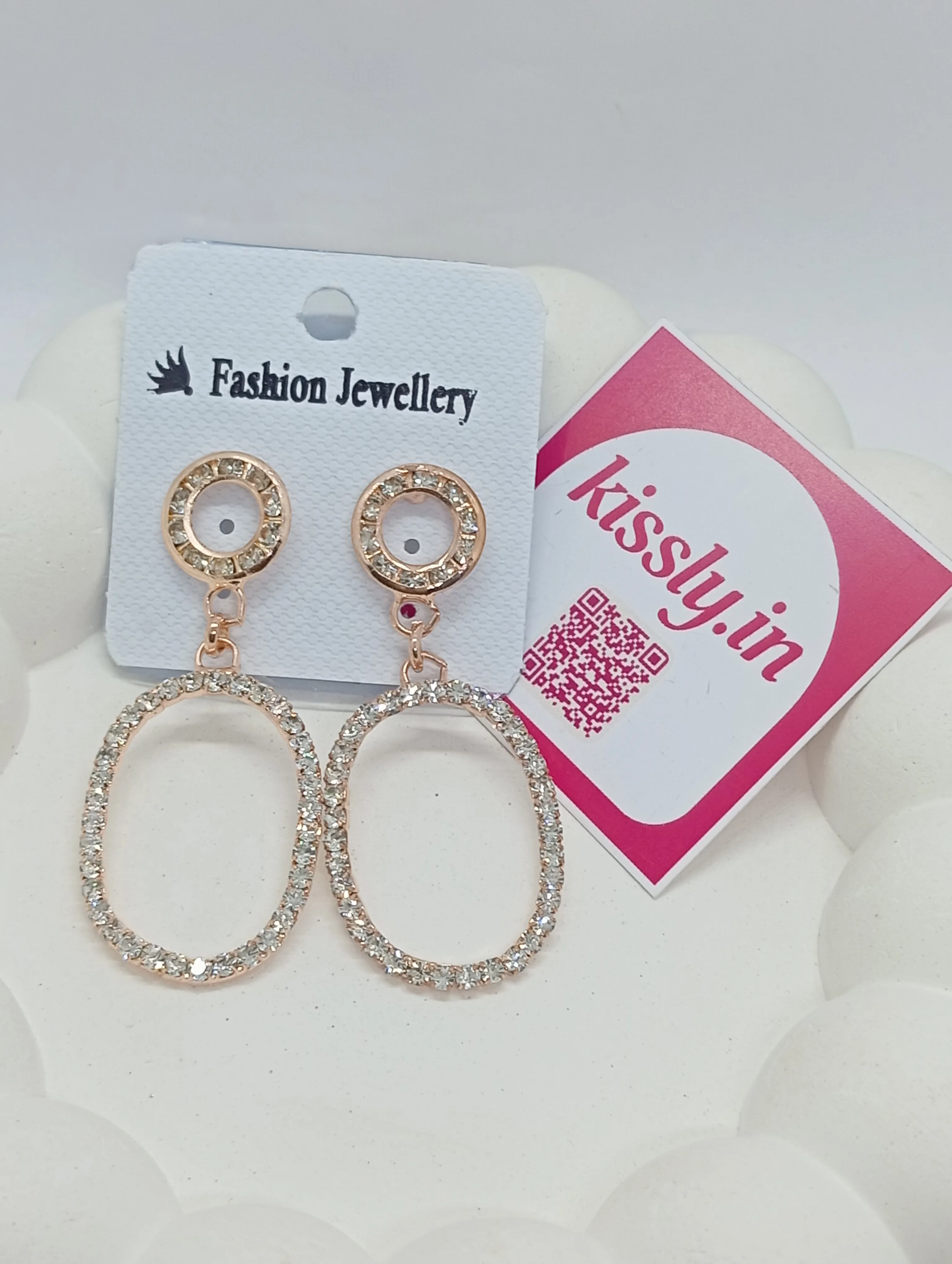 Crystal Oval Drop Earrings