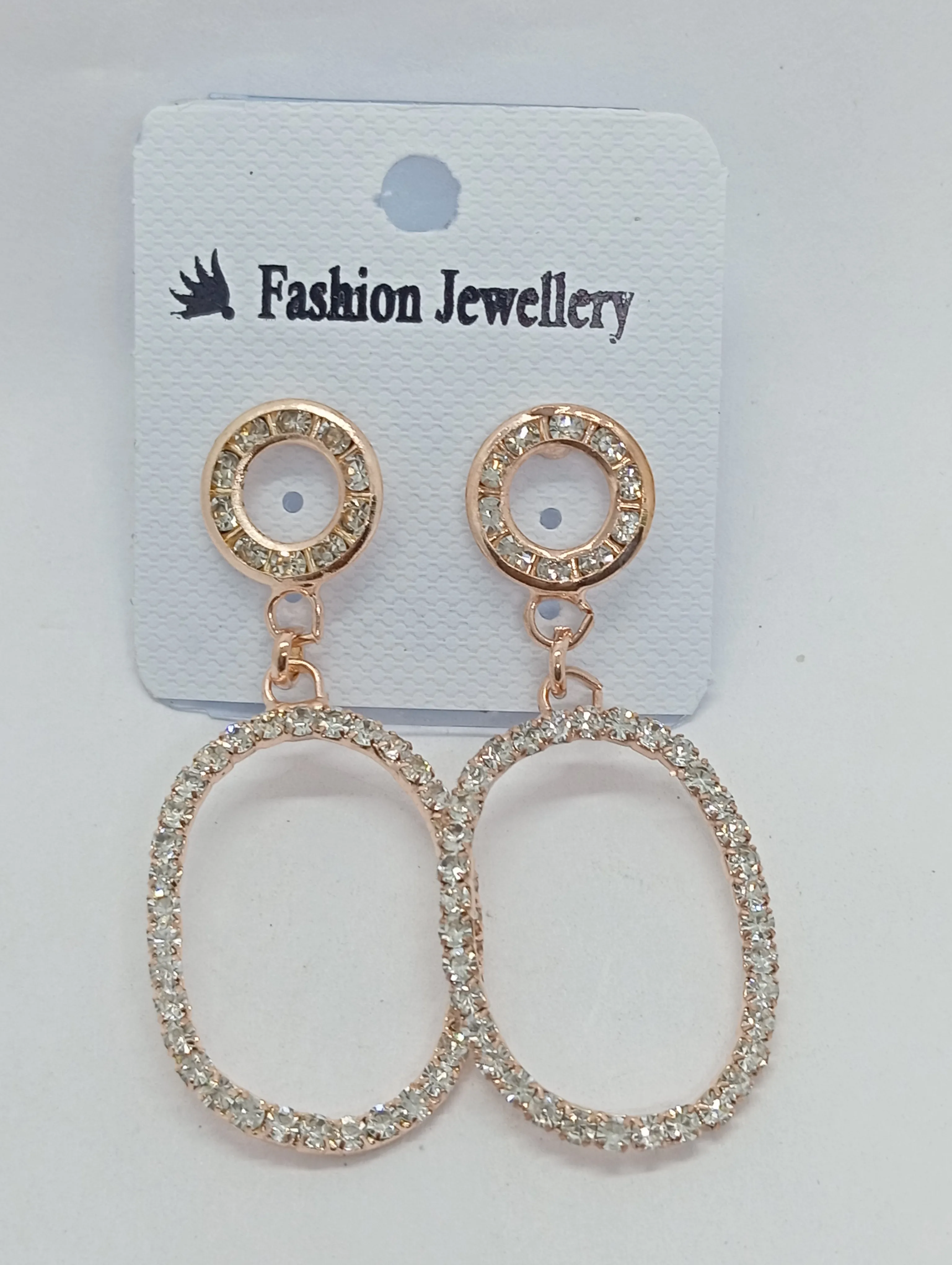 Crystal Oval Drop Earrings