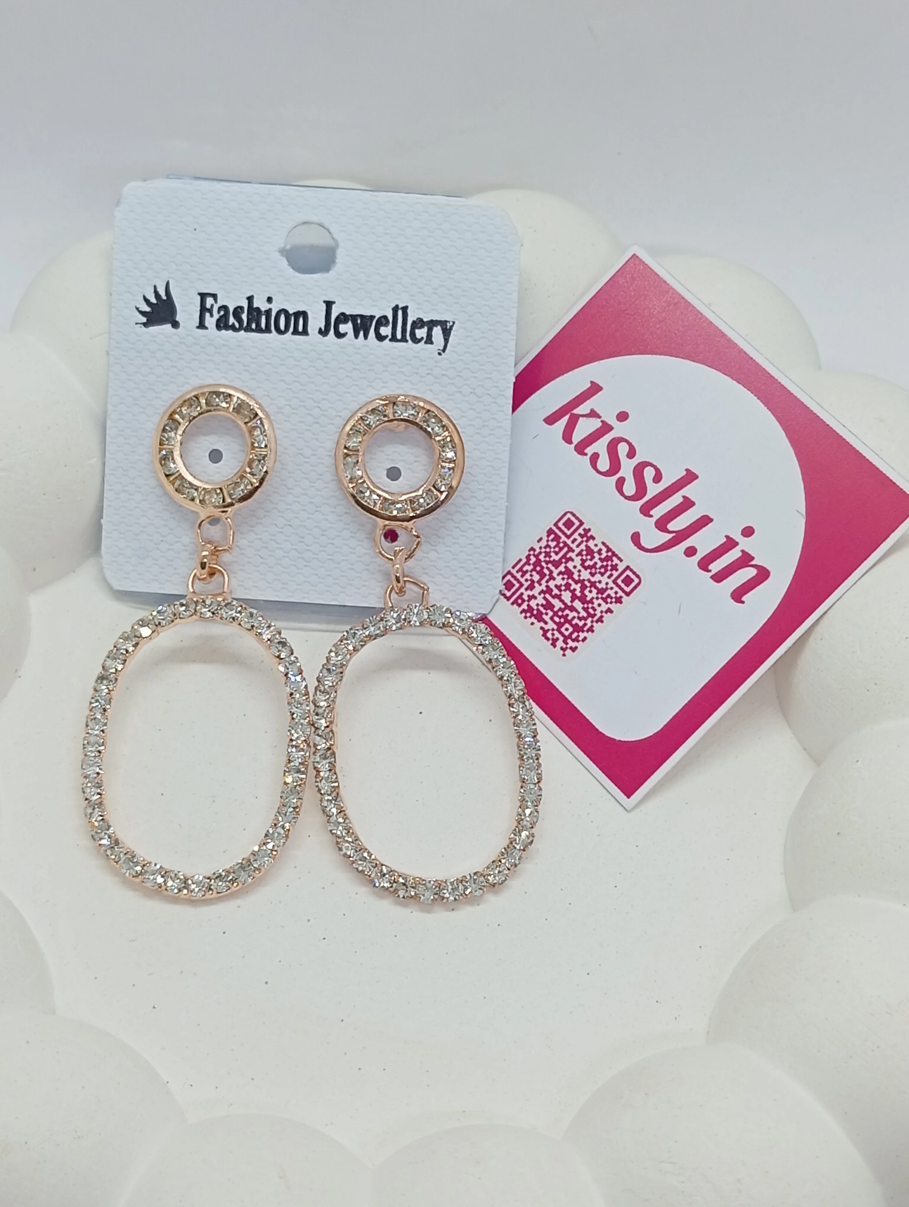 Crystal Oval Drop Earrings