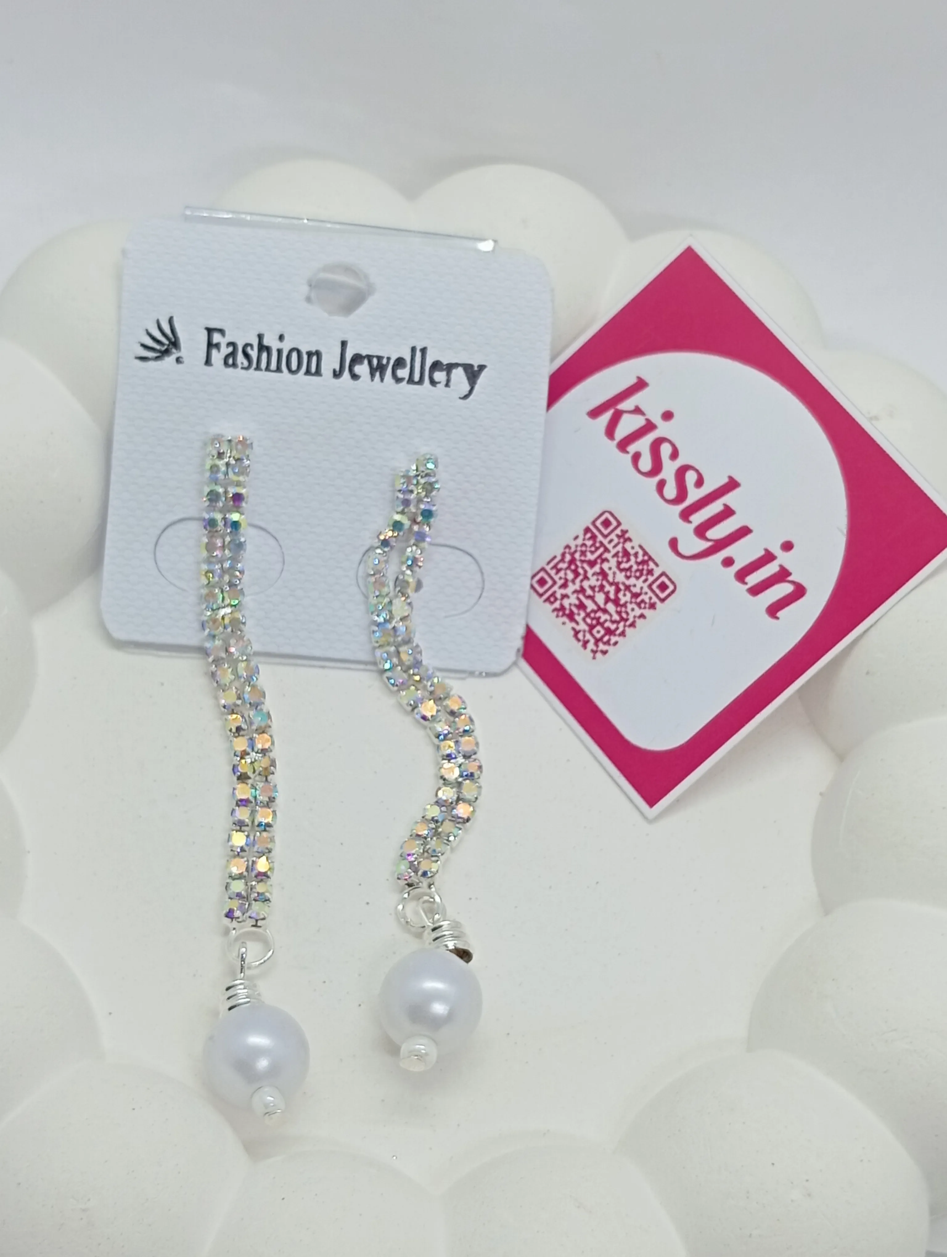 Rhinestone Pearl Drop Earrings