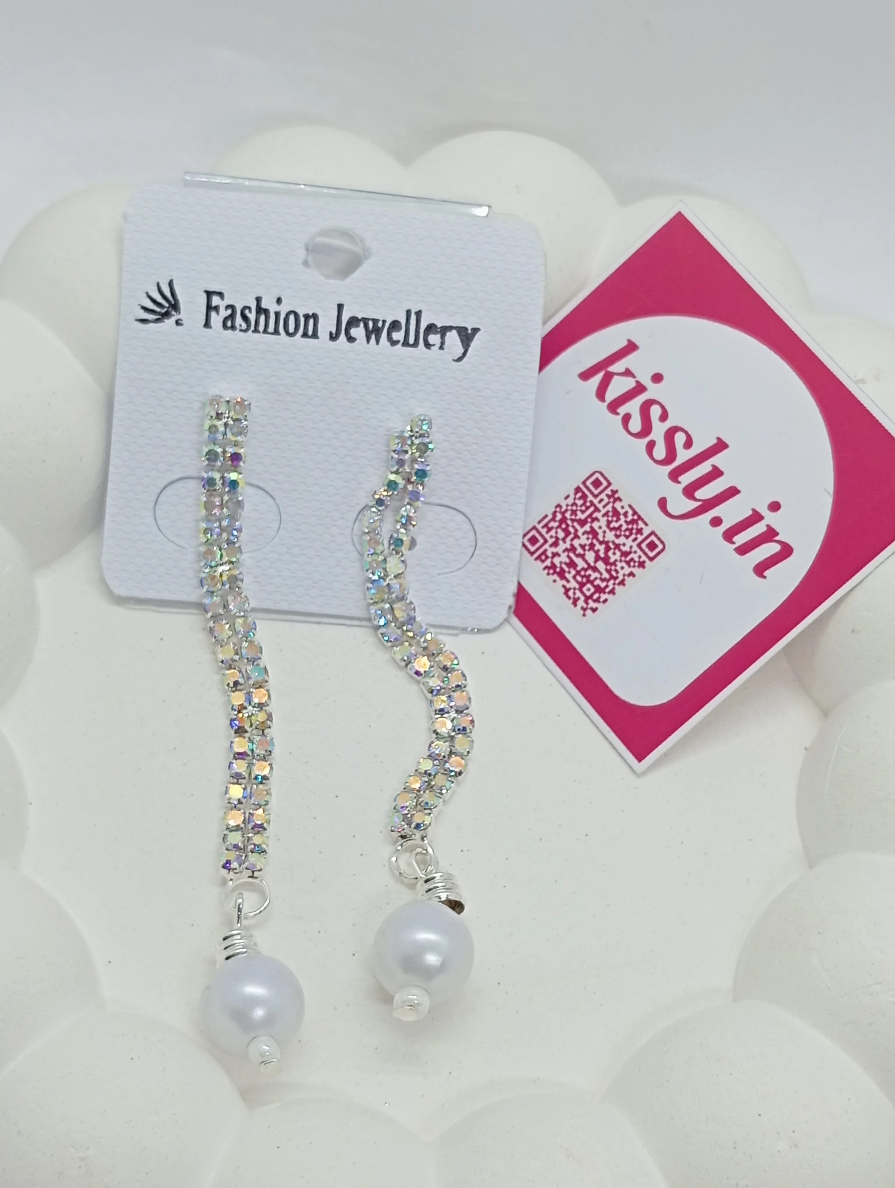 Rhinestone Pearl Drop Earrings