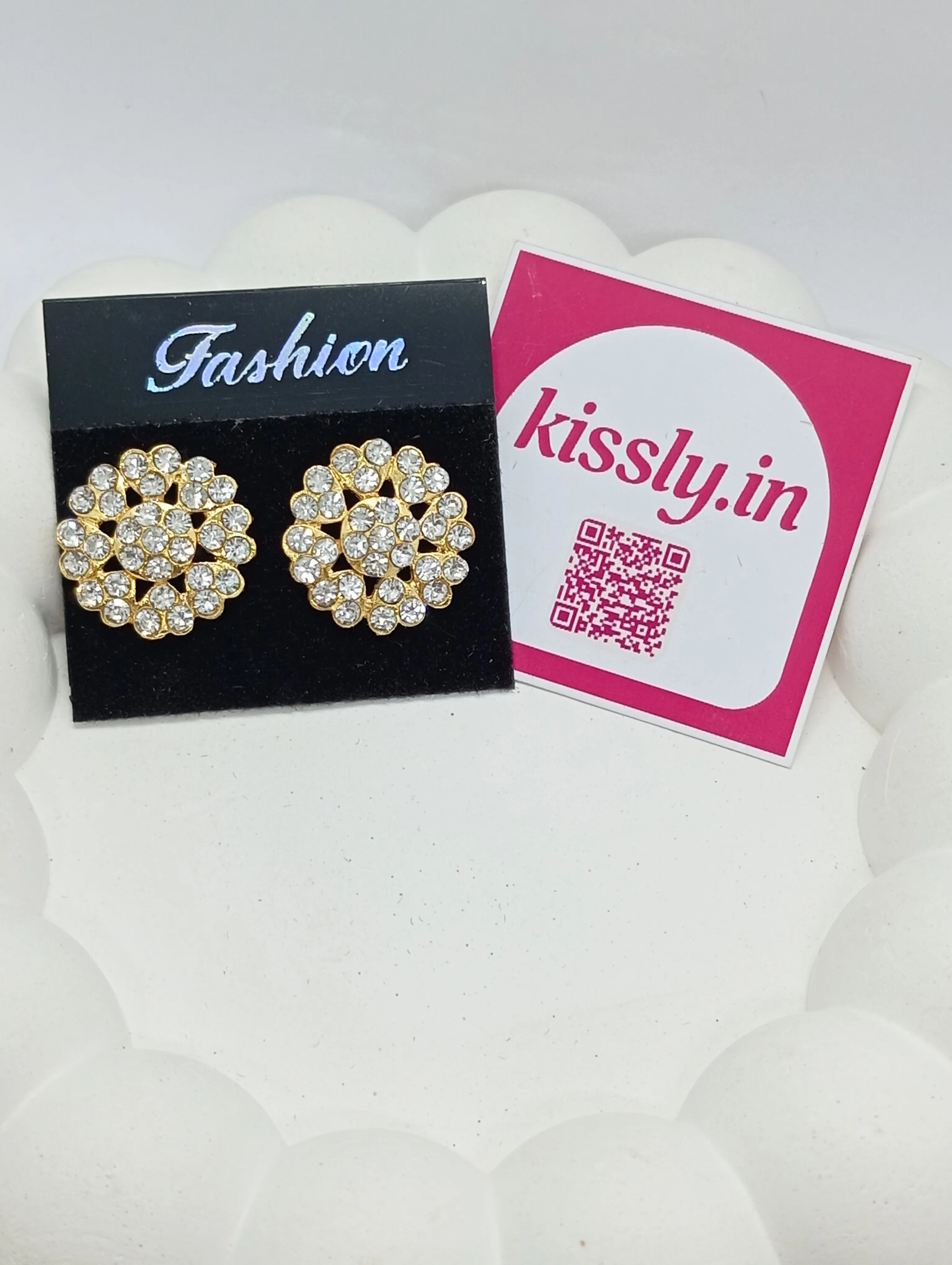 Crystal Studded Floral Earrings