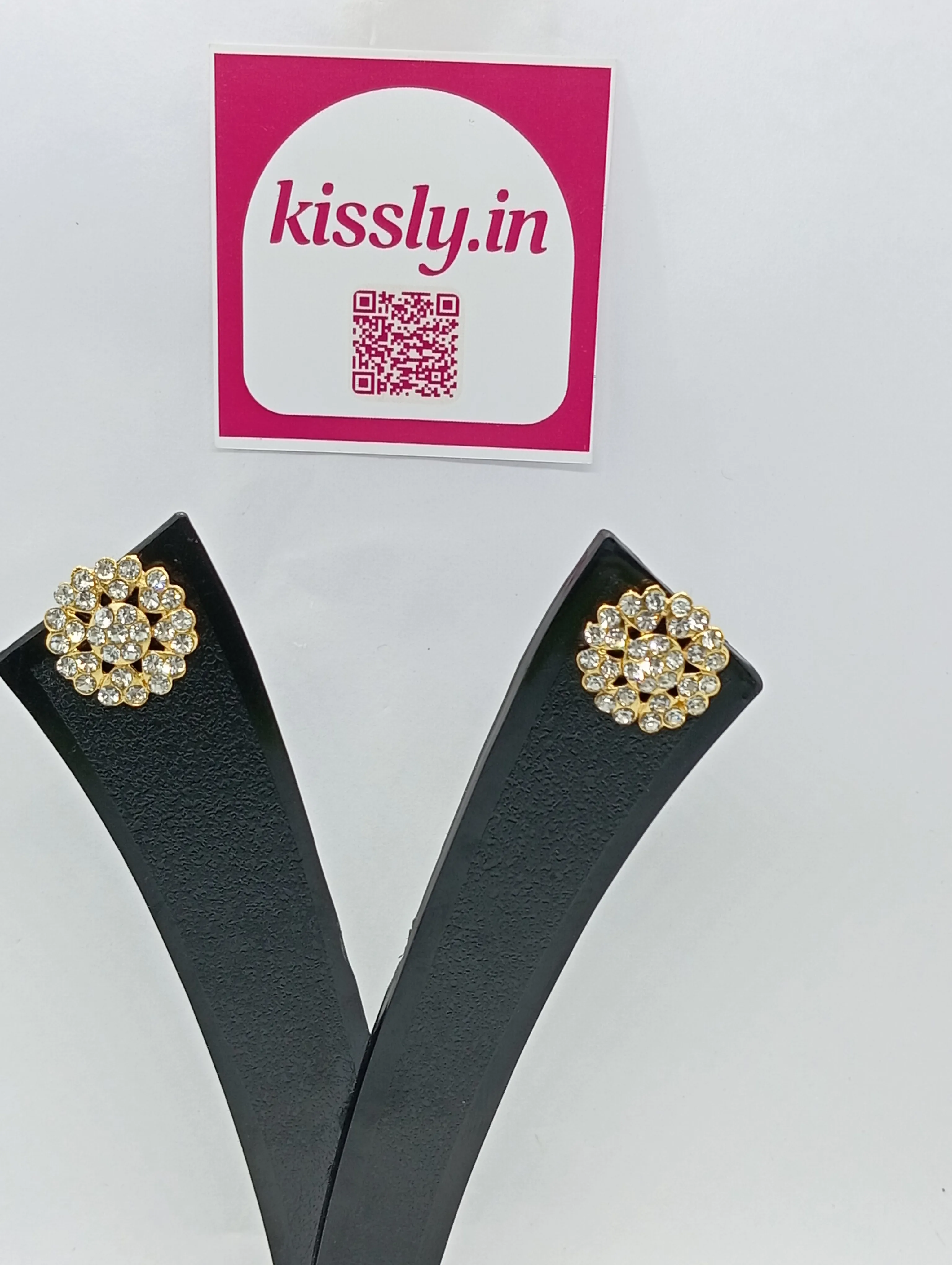 Crystal Studded Floral Earrings