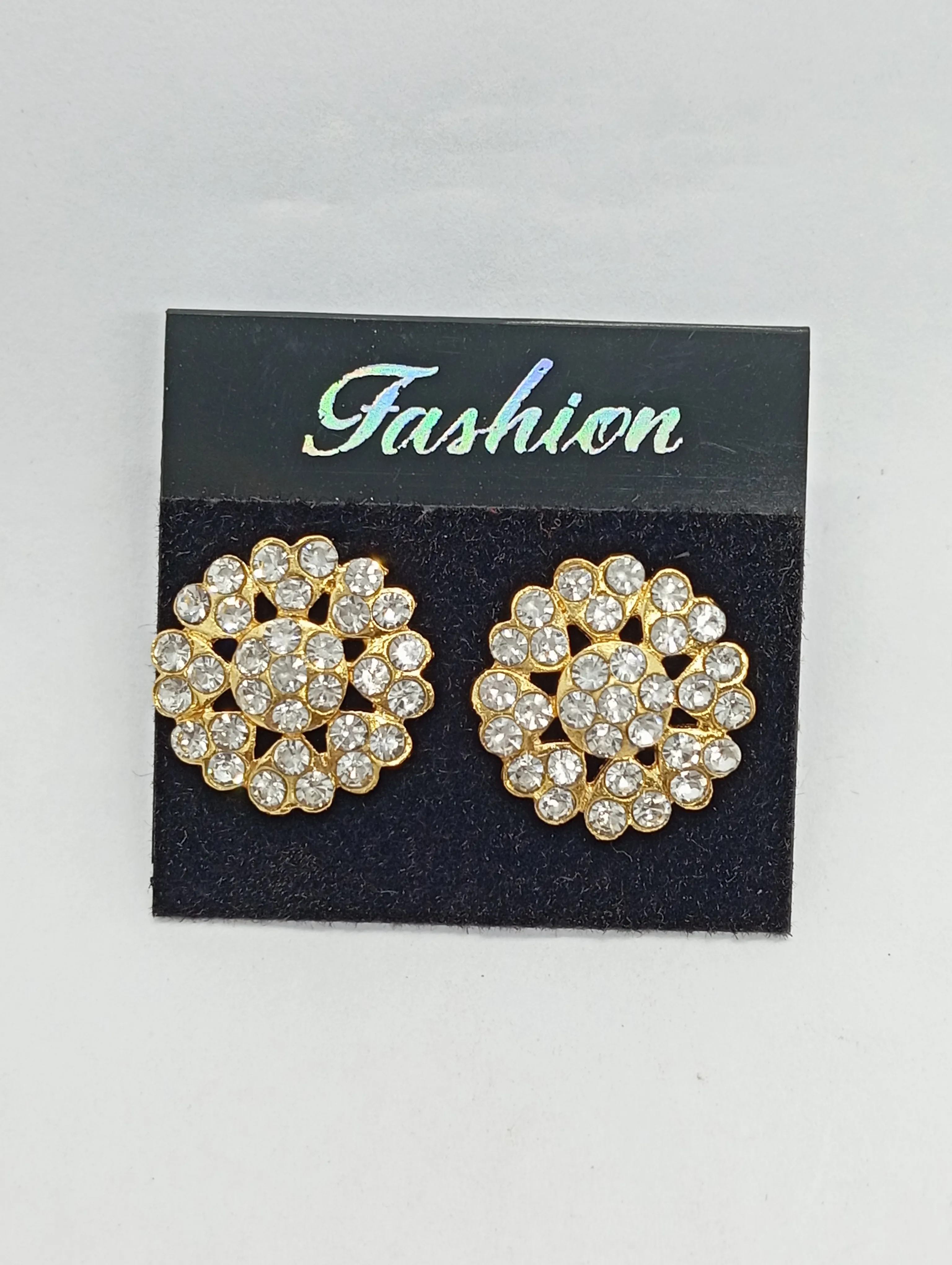 Crystal Studded Floral Earrings