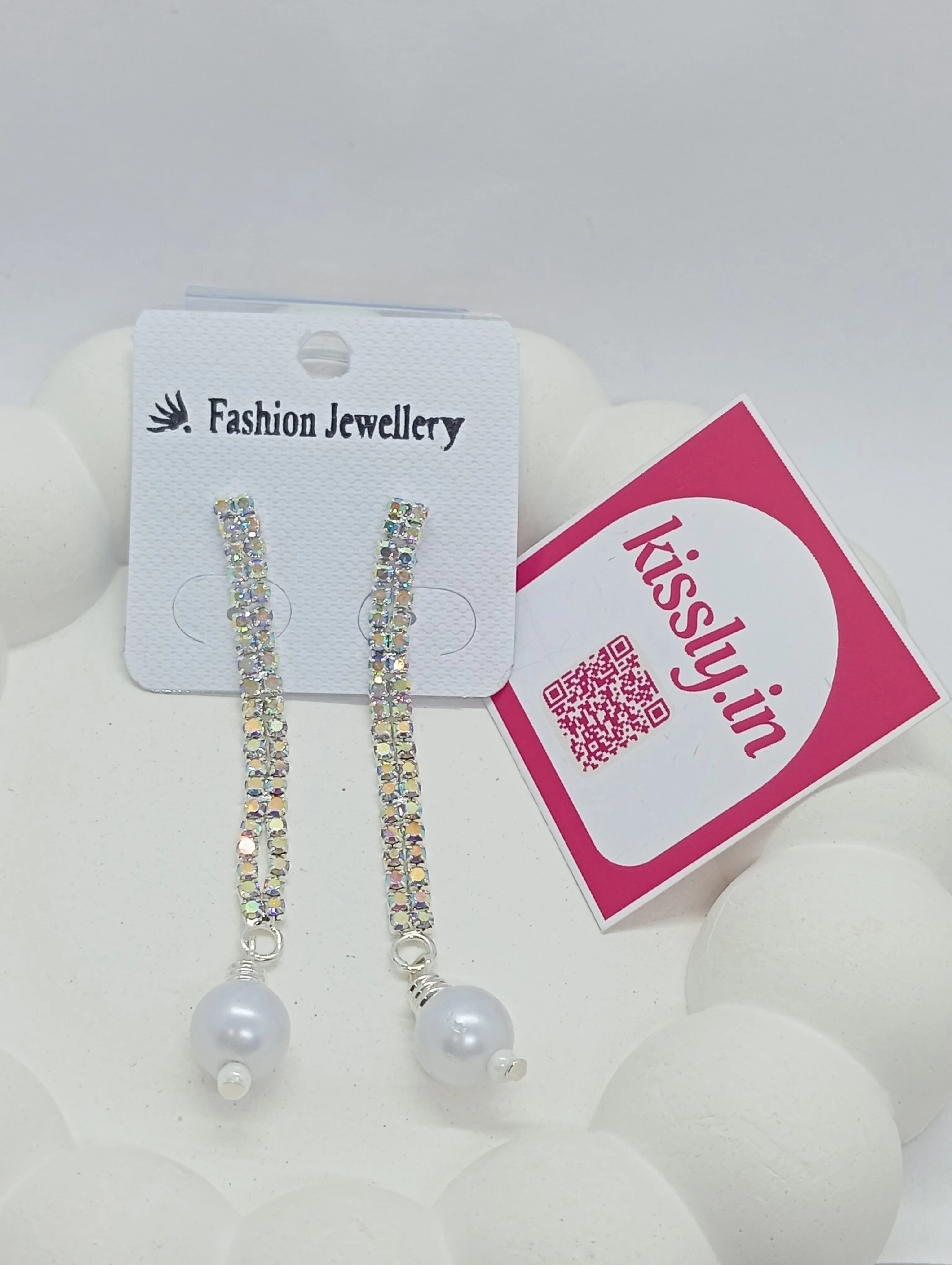 Rhinestone Pearl Drop Earrings