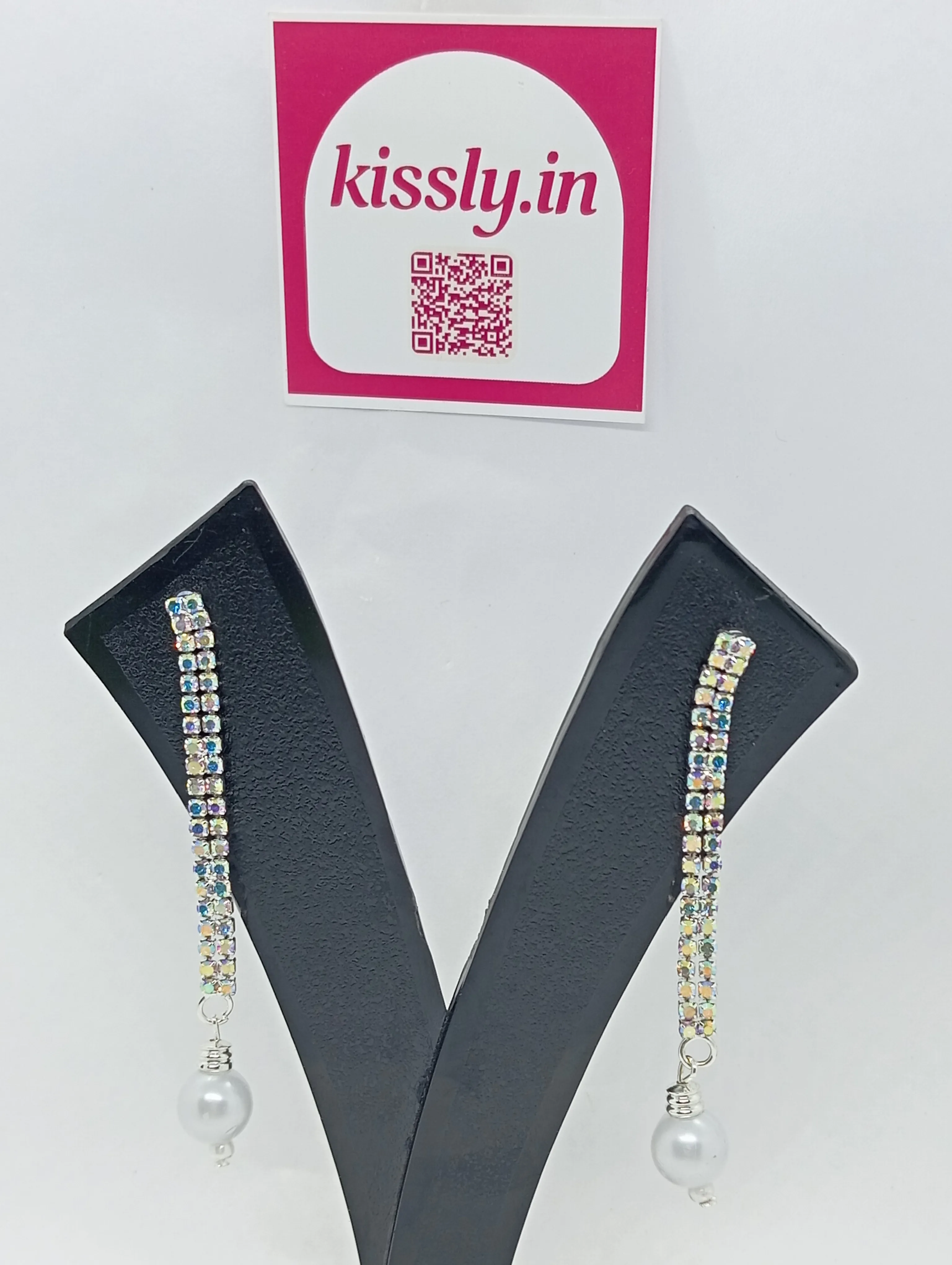 Rhinestone Pearl Drop Earrings