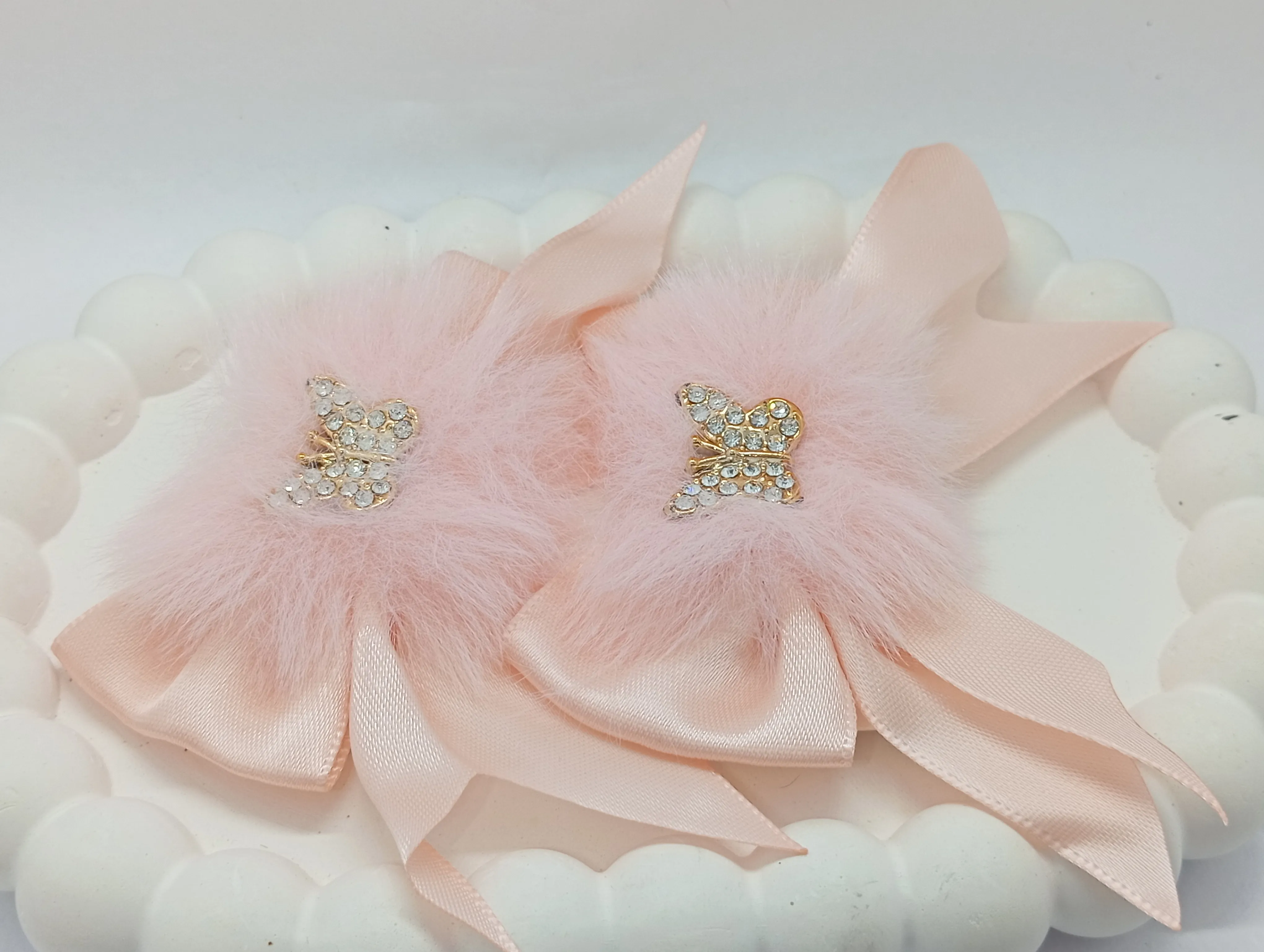 Furry Bow Hair Clips