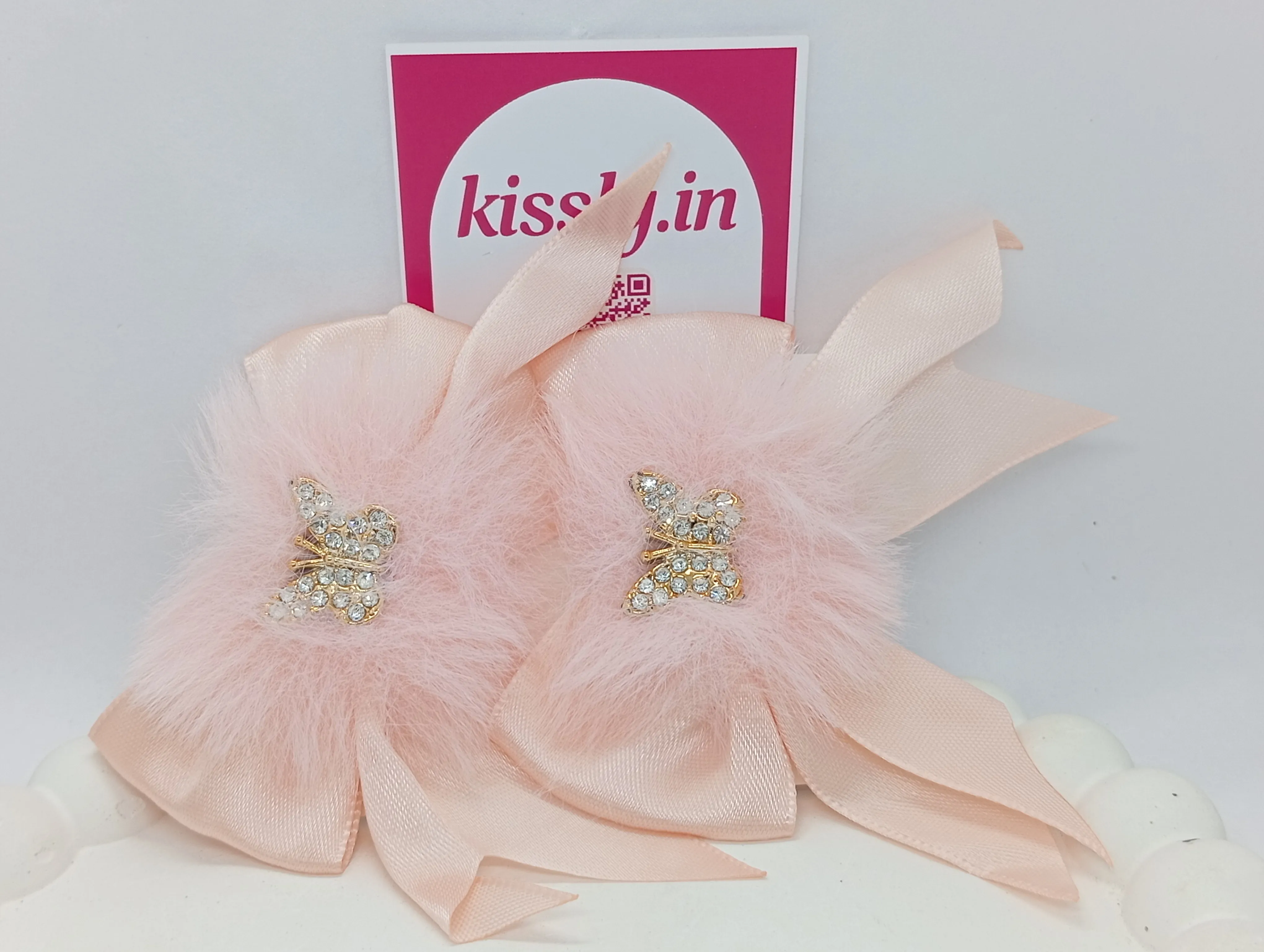 Furry Bow Hair Clips