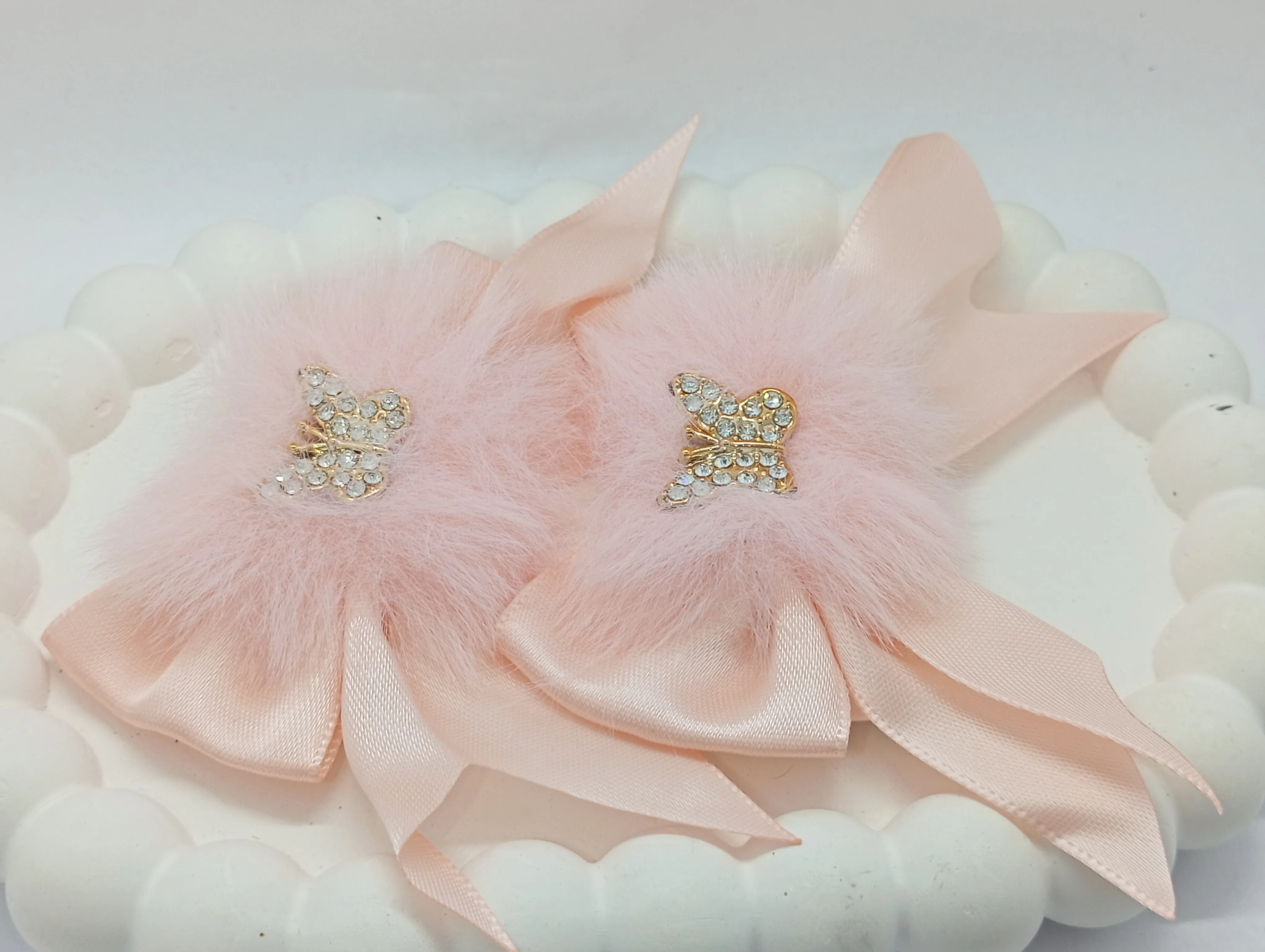 Furry Bow Hair Clips