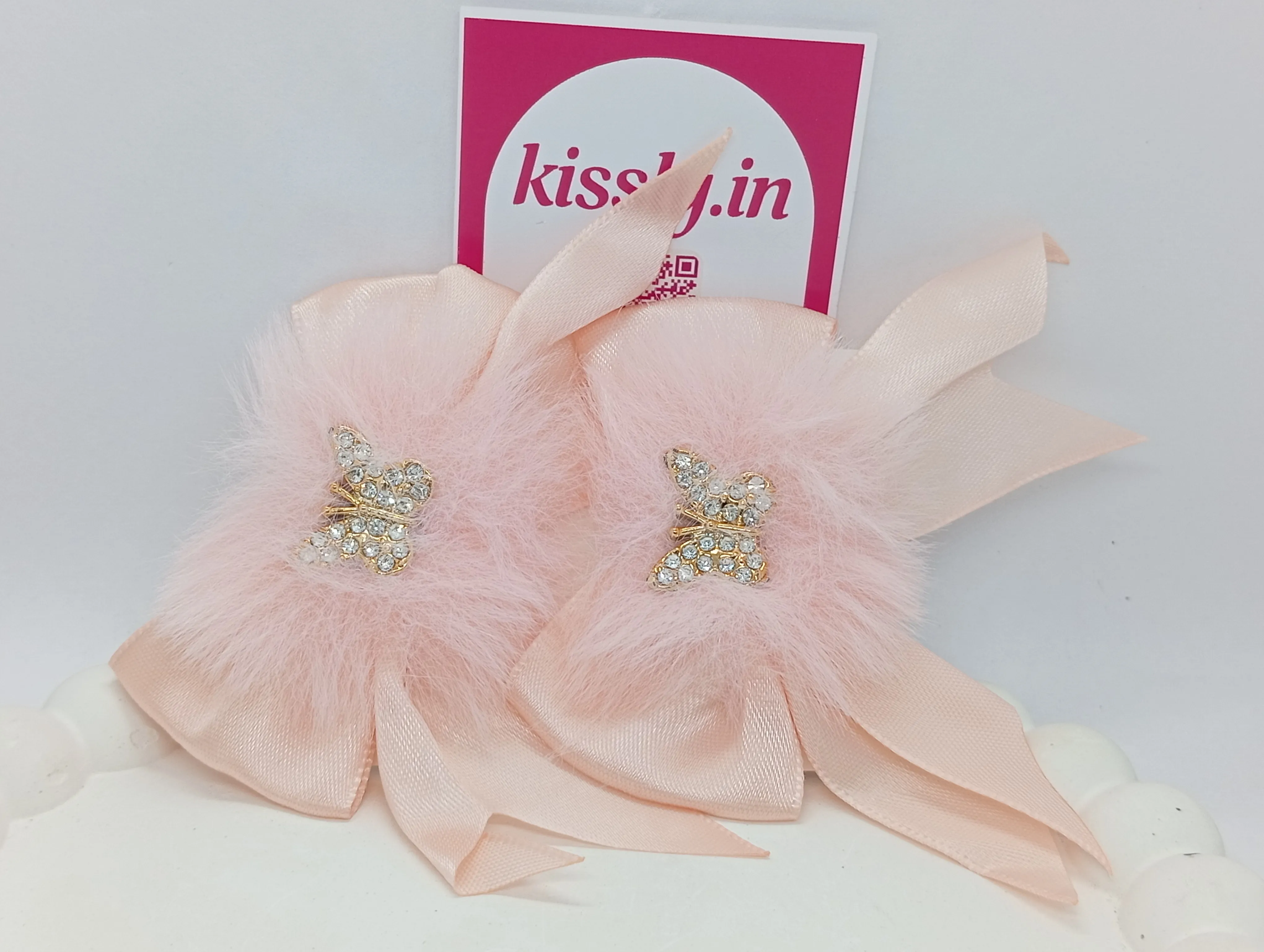 Furry Bow Hair Clips