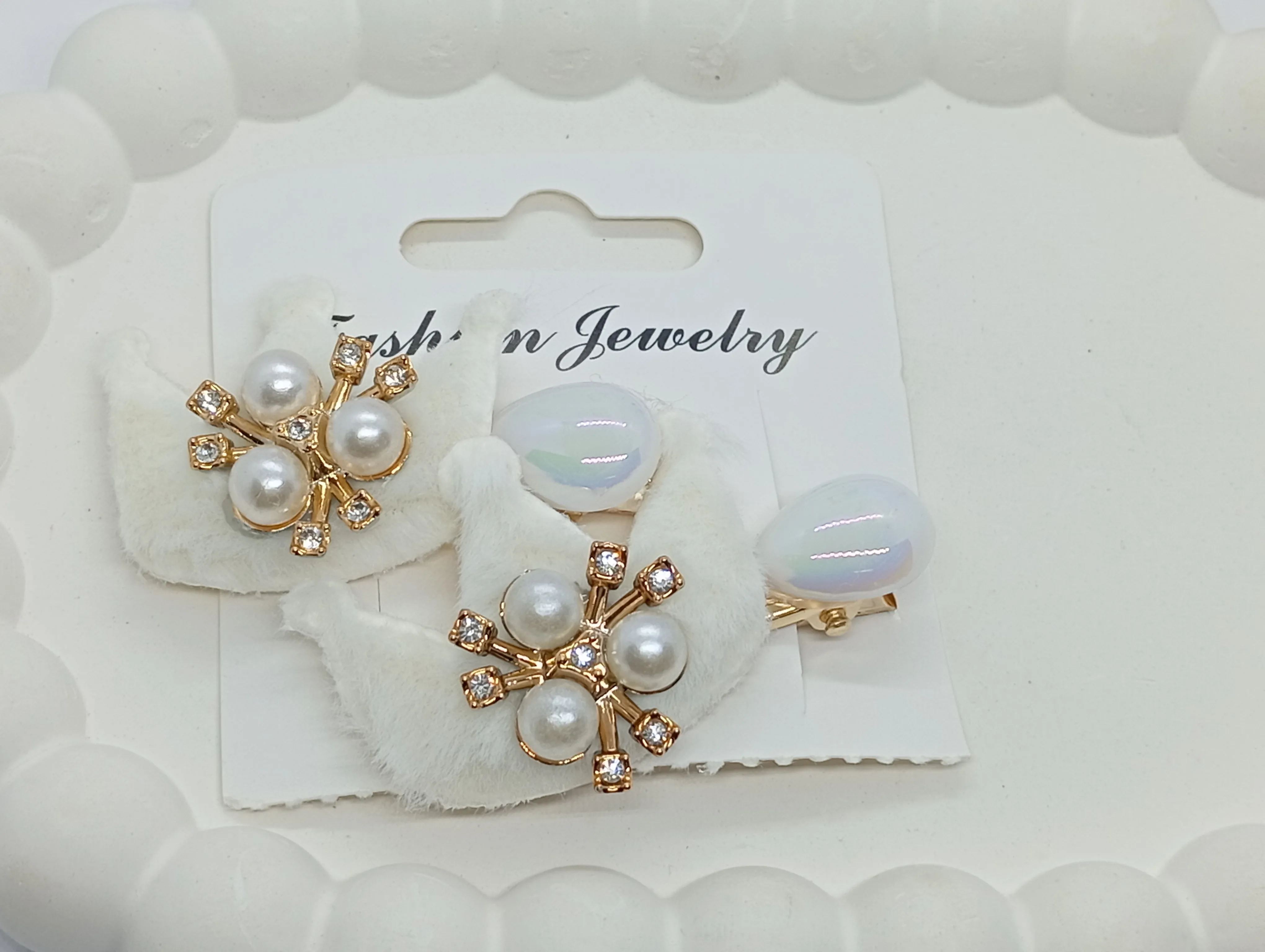 Pearl and Crystal Hair Clips