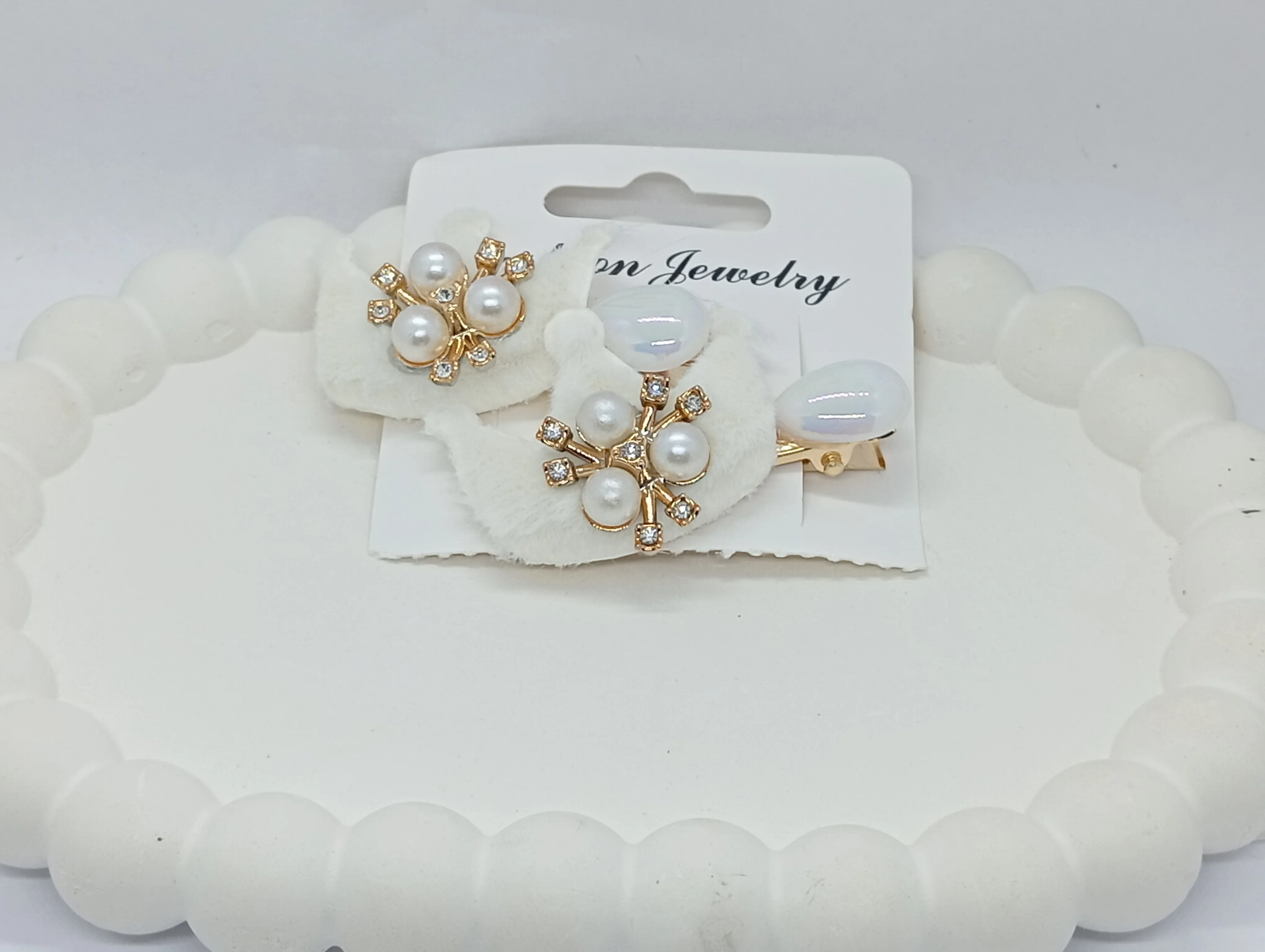 Pearl and Crystal Hair Clips