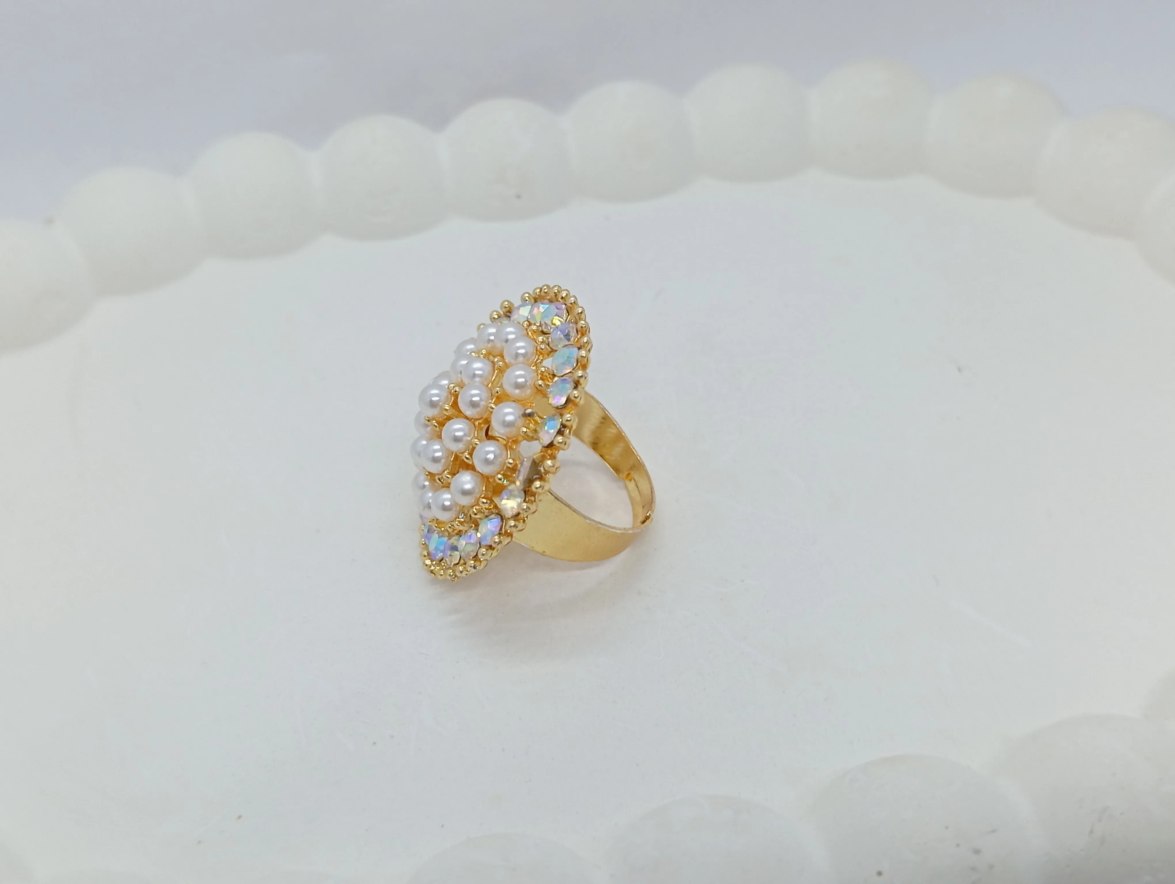 Pearl and Crystal Studded Ring
