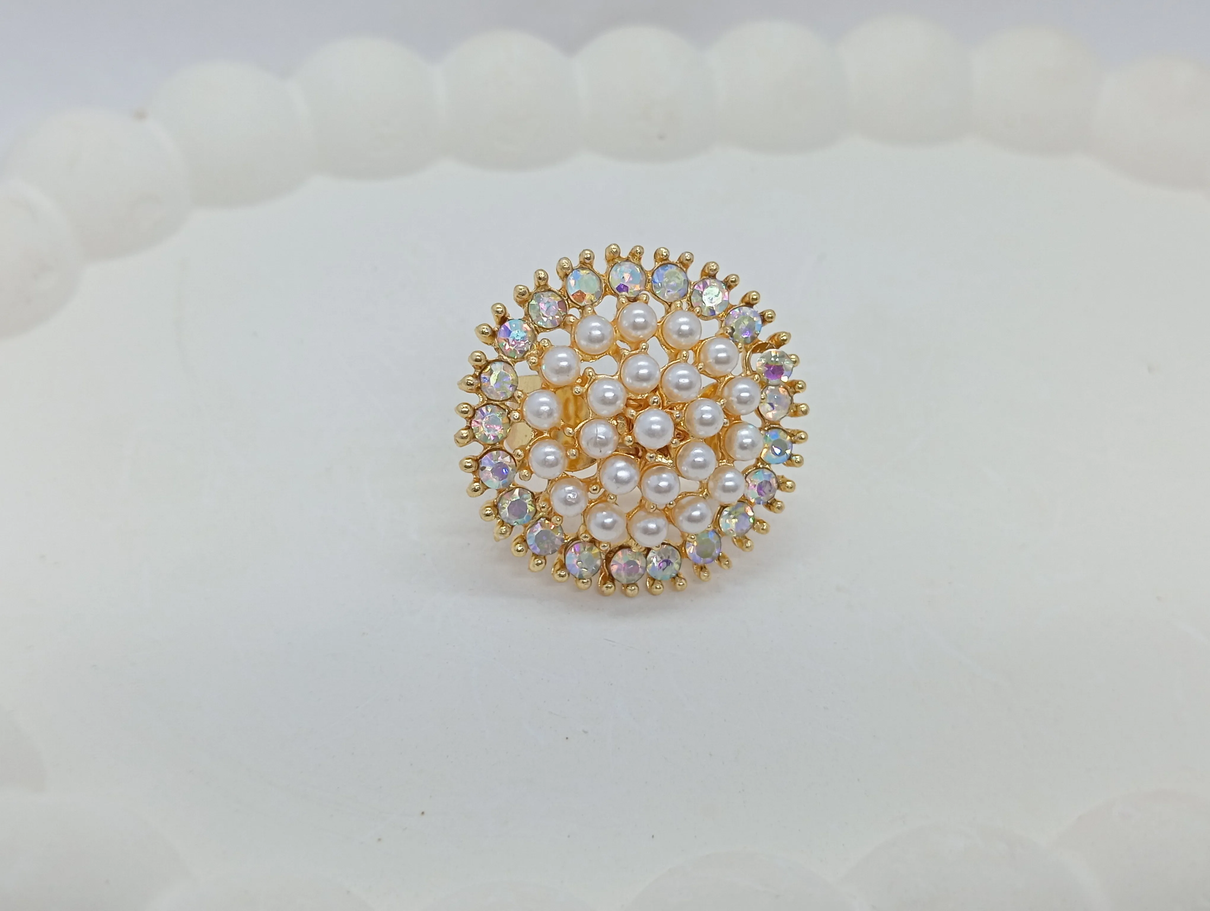 Pearl and Crystal Studded Ring