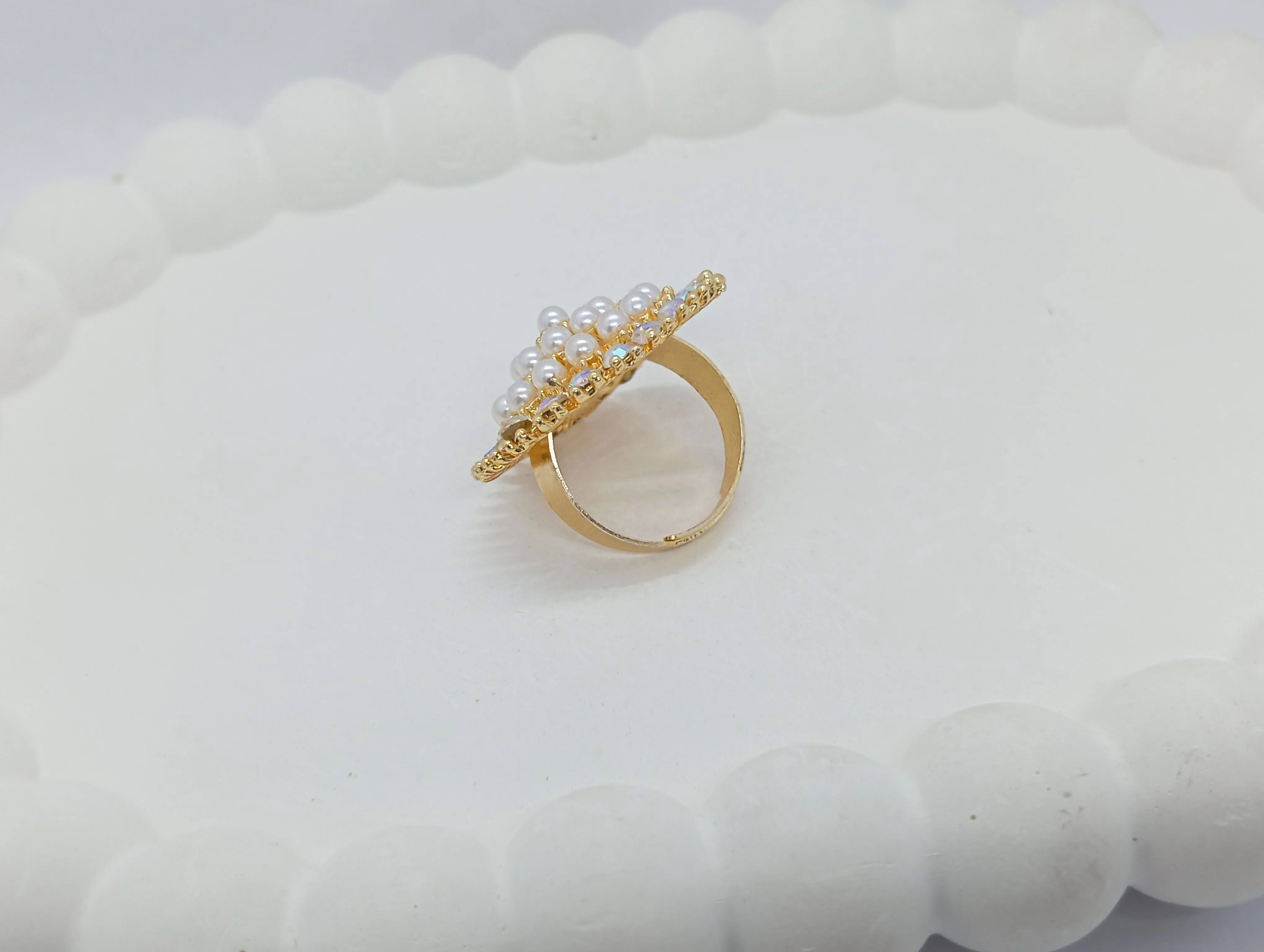 Pearl and Crystal Studded Ring
