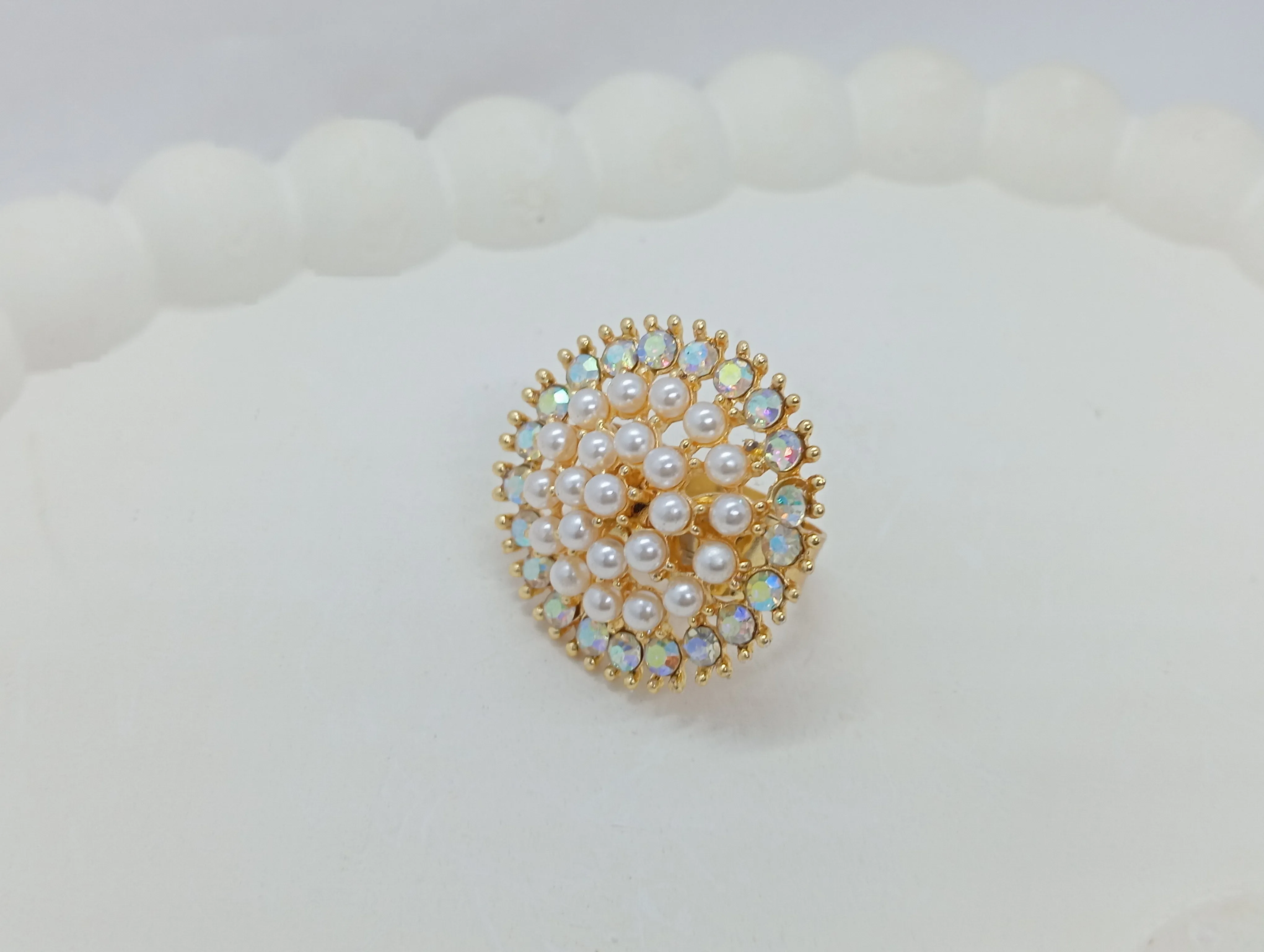 Pearl and Crystal Studded Ring