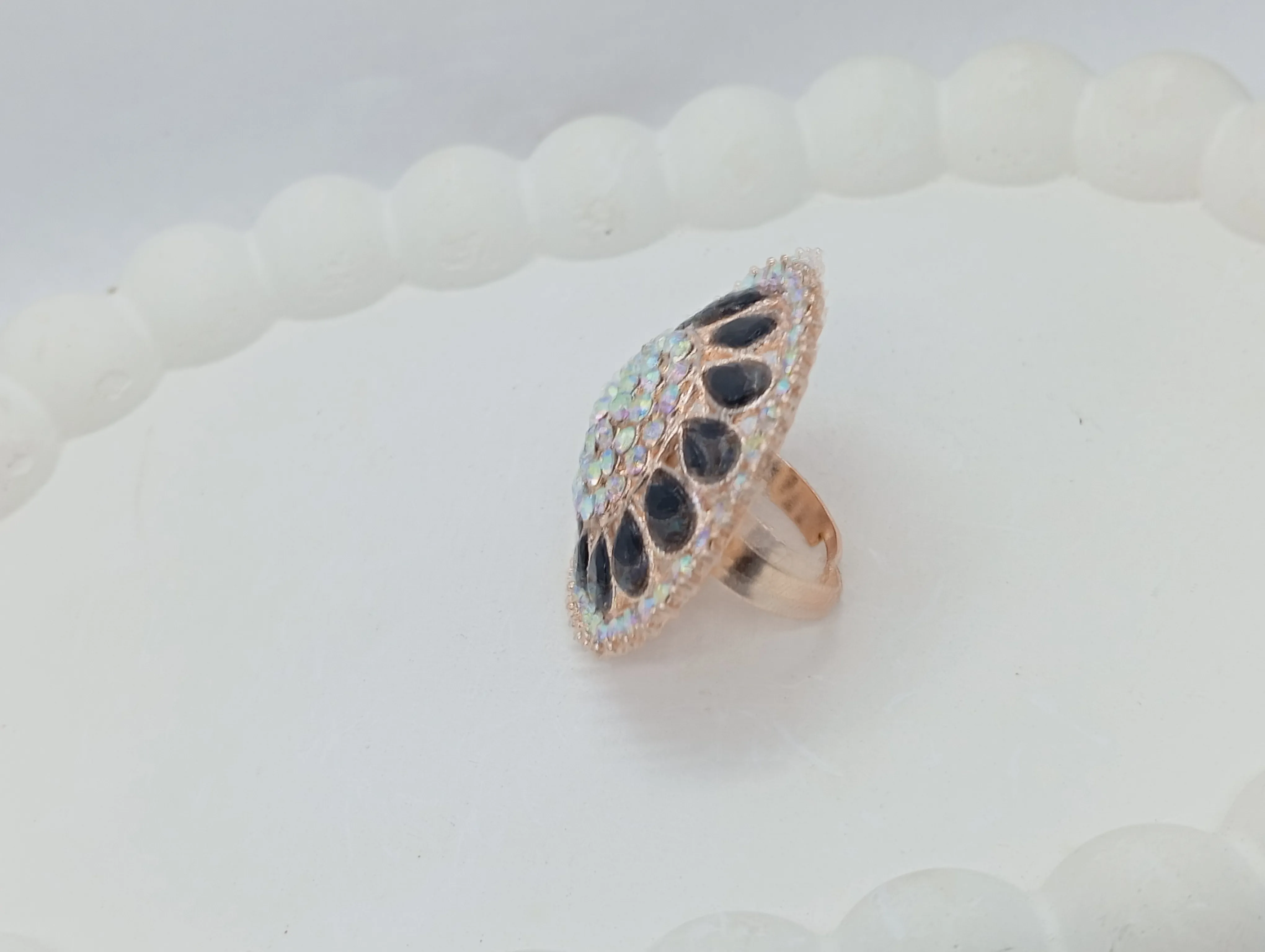 Crystal Studded Statement Ring