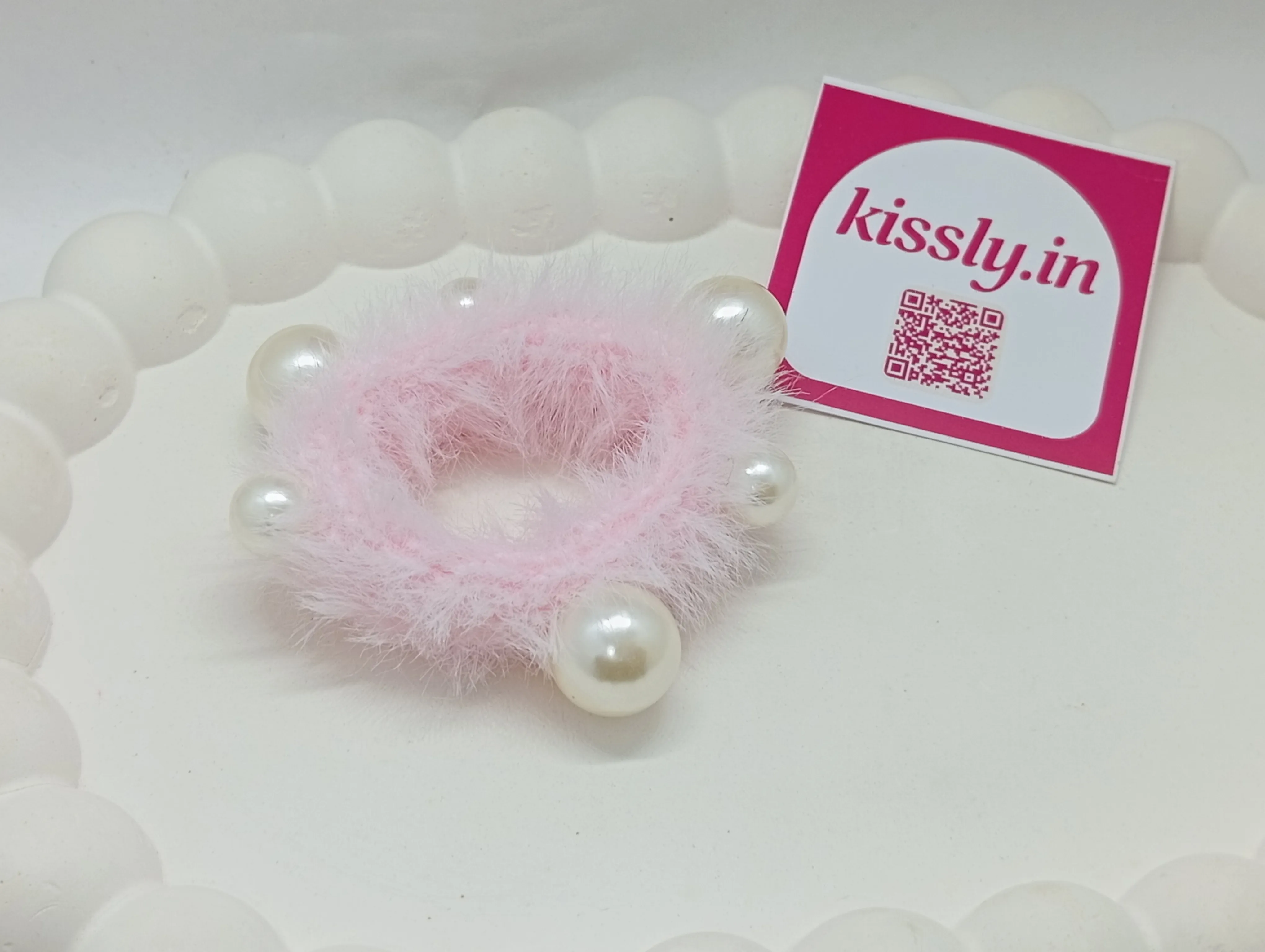 Faux Fur Pearl Hair Tie