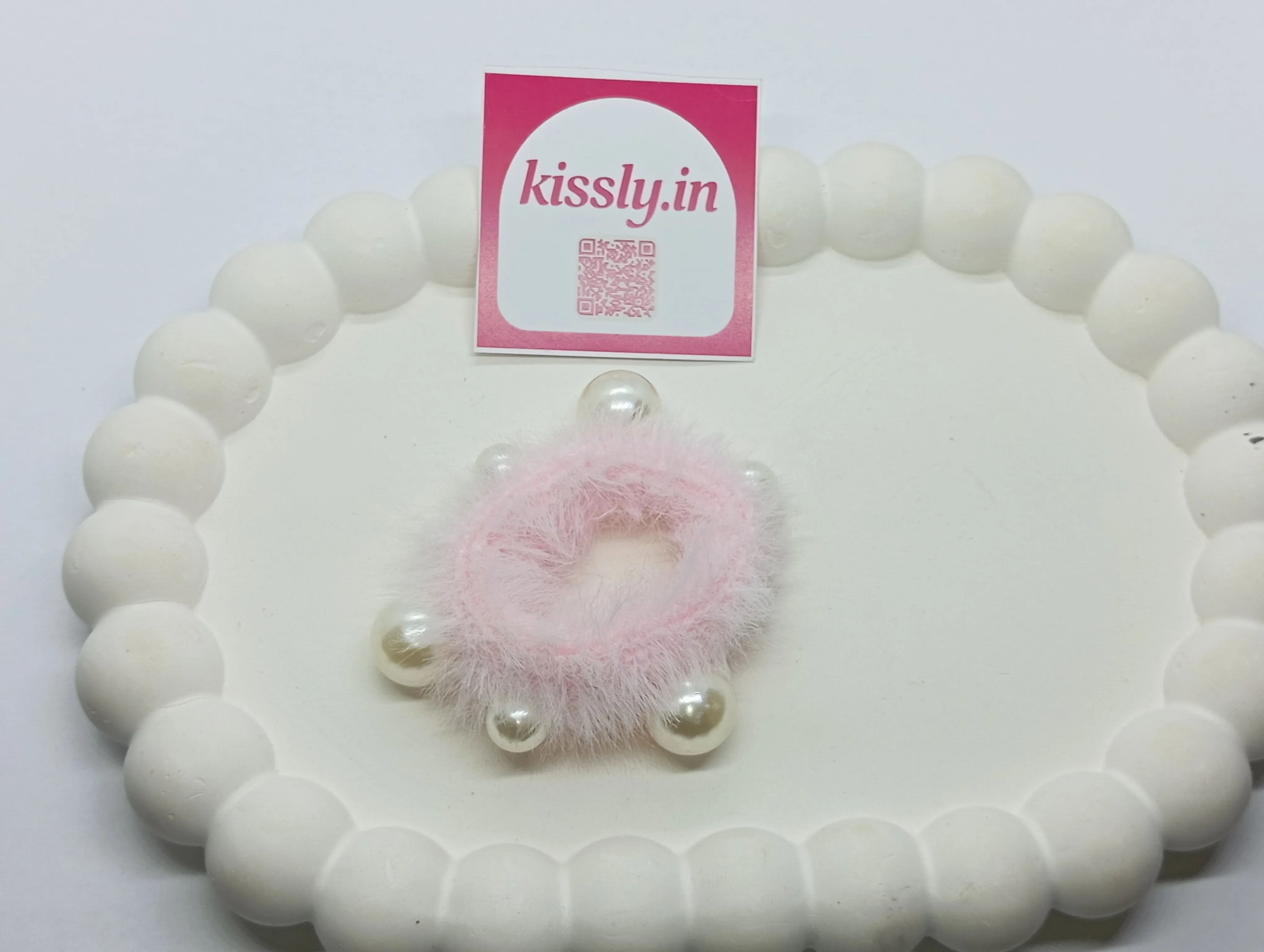 Faux Fur Pearl Hair Tie