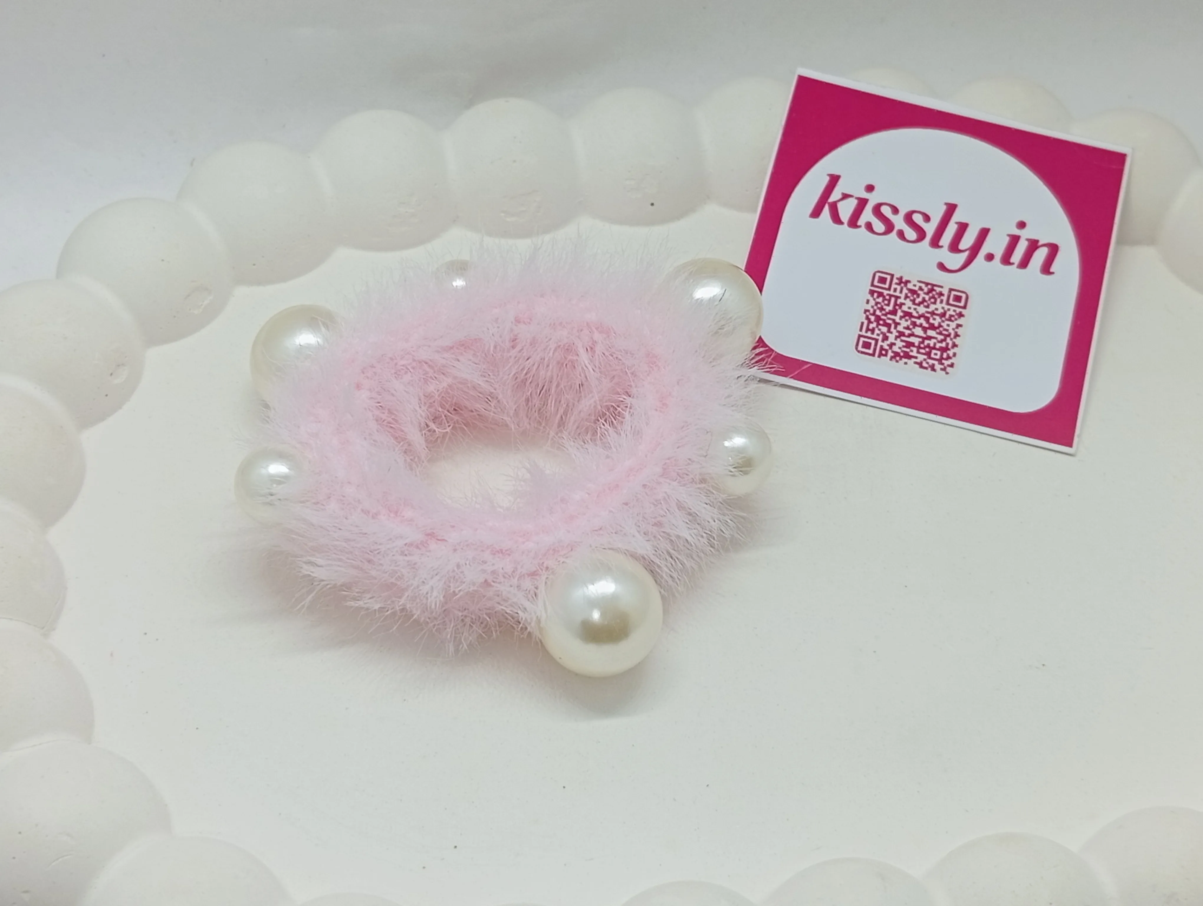 Faux Fur Pearl Hair Tie
