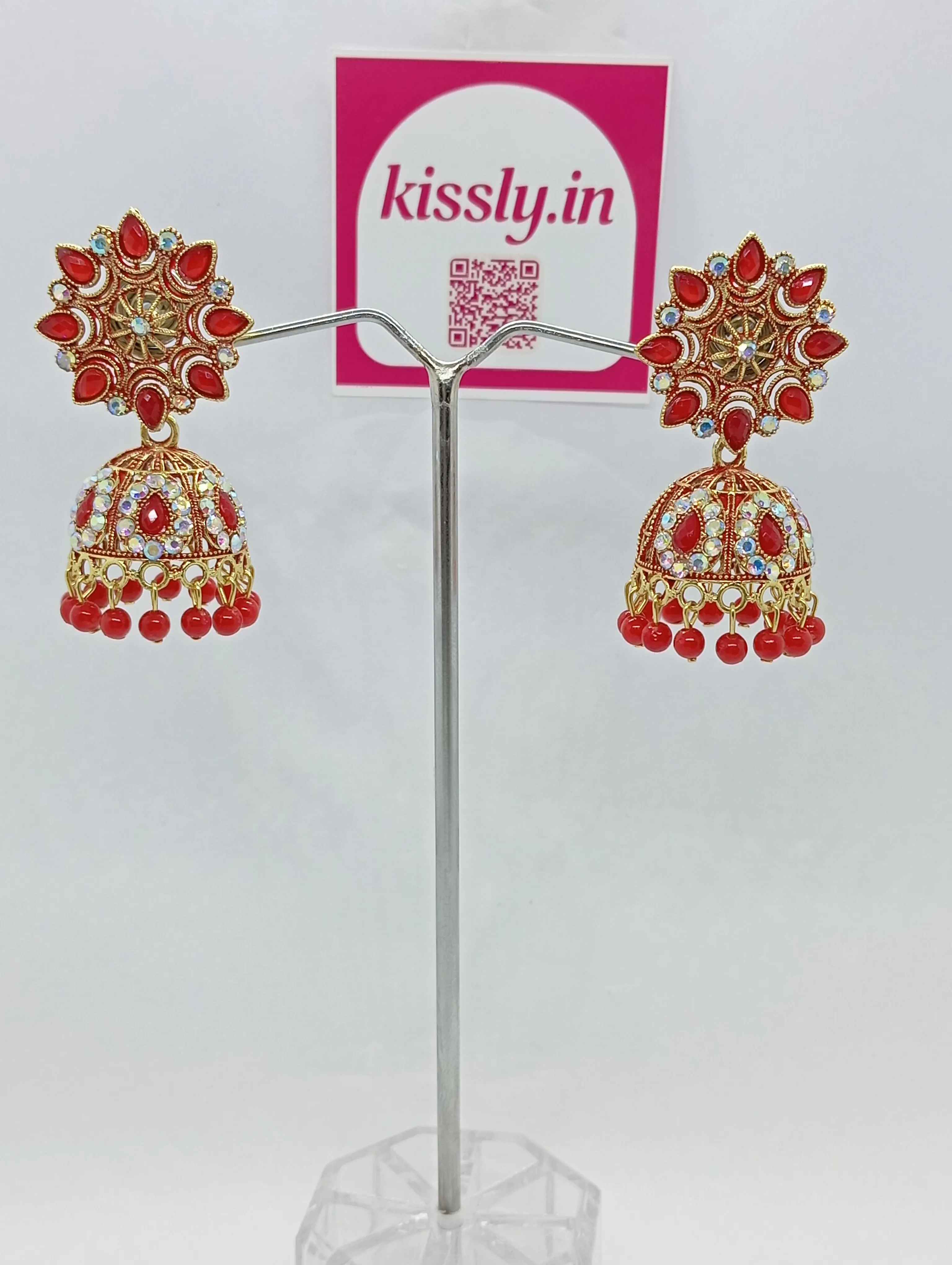 Red Jhumka Earrings