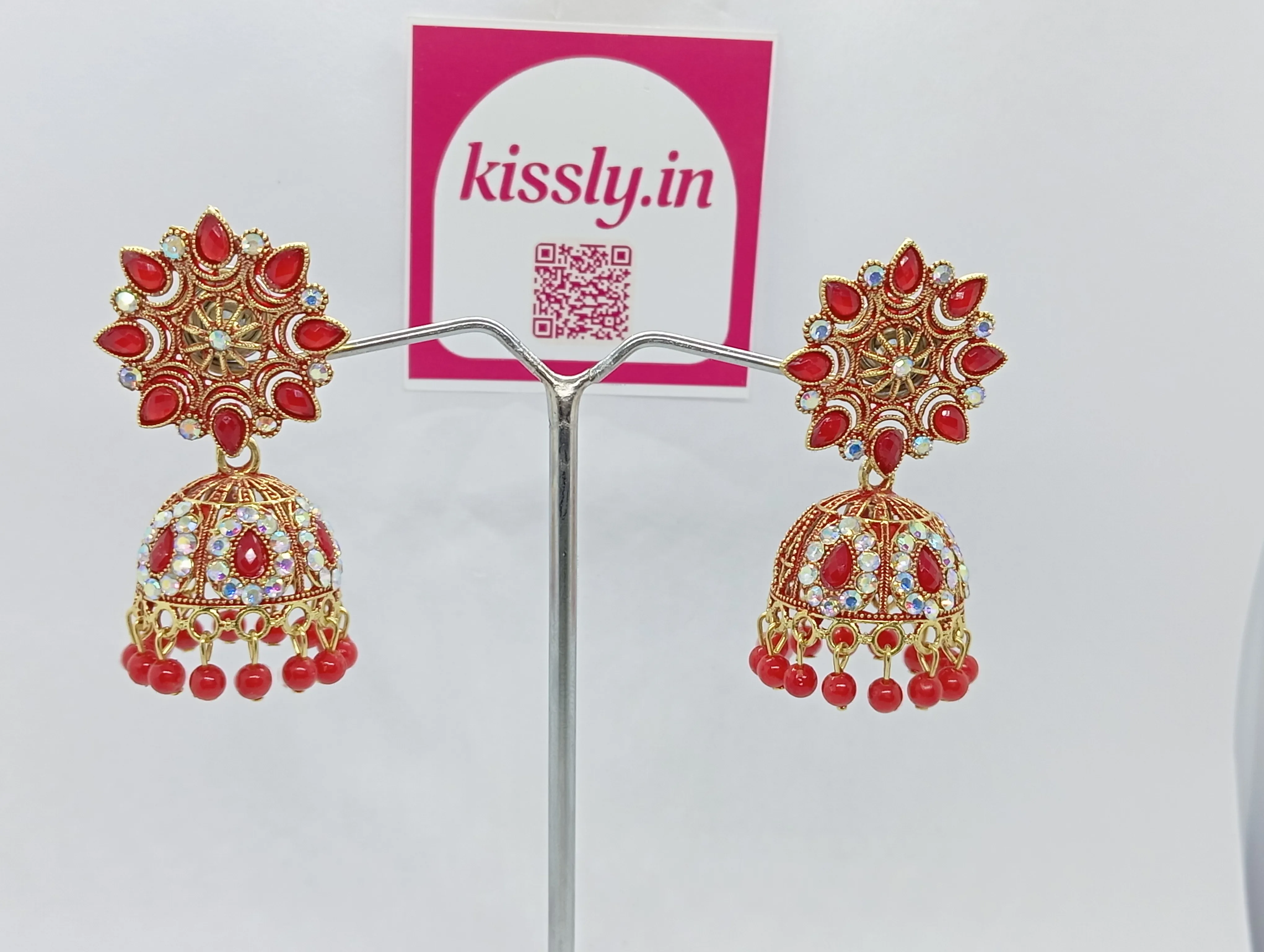 Red Jhumka Earrings