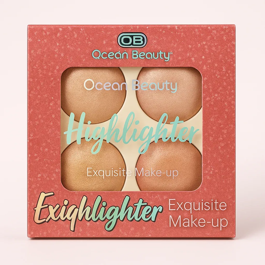 Ocean Beauty 4-in-1 Shimmer Highlighter Palette – Radiant Glow for Face & Body
