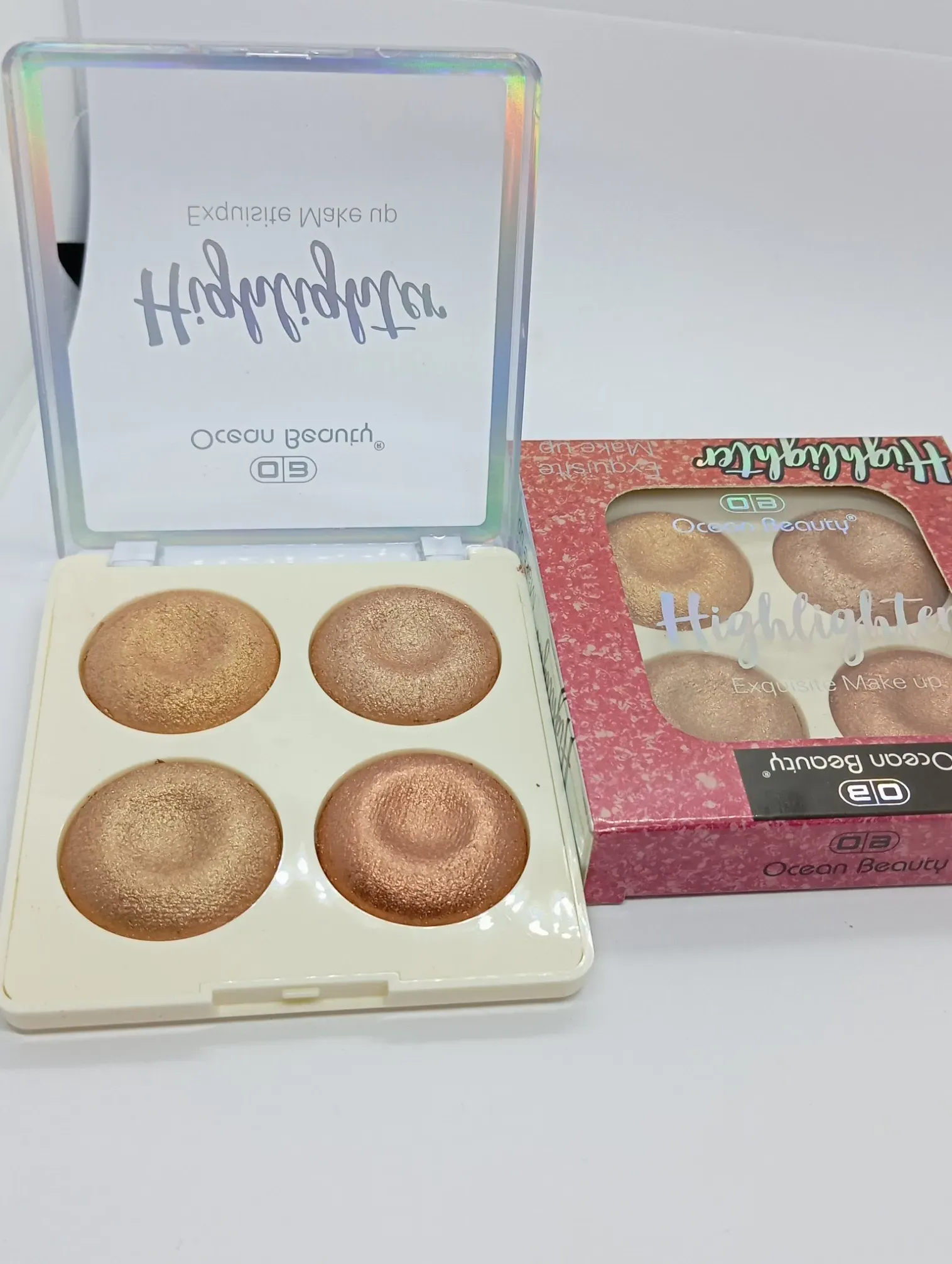 Ocean Beauty 4-in-1 Shimmer Highlighter Palette – Radiant Glow for Face & Body