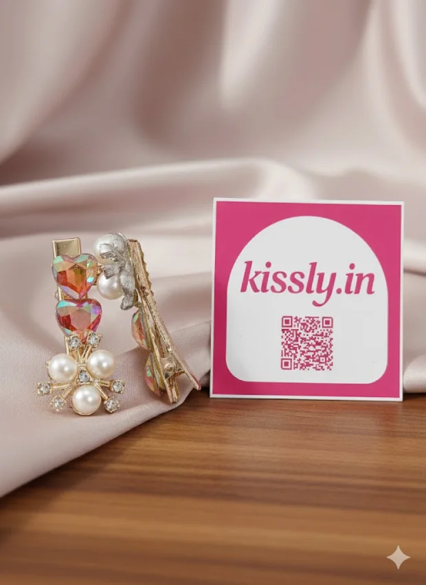 Pearl and Heart Hair Clips