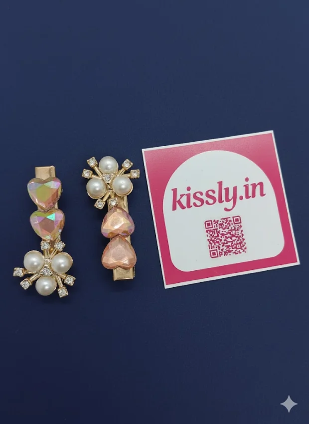 Heart and Pearl Hair Clips