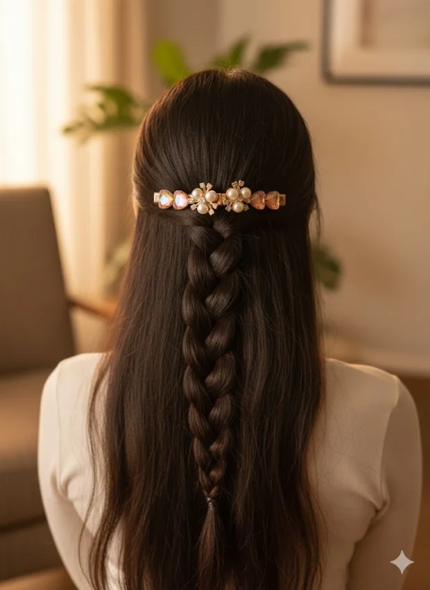 Heart and Pearl Hair Clips