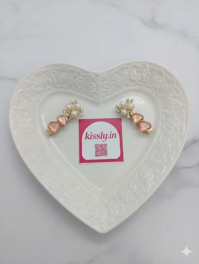Heart and Pearl Hair Clips