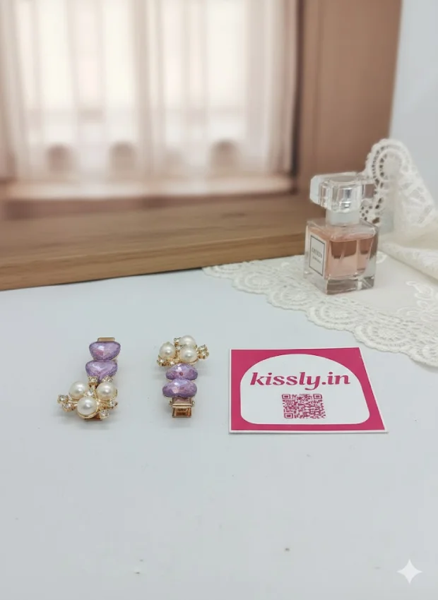 Heart and Pearl Hair Clips