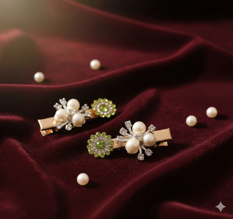 Pearl and Crystal Hair Clips