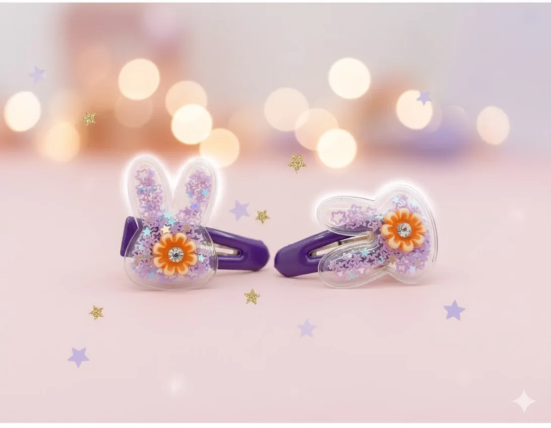 Floral Bunny Hair Clips