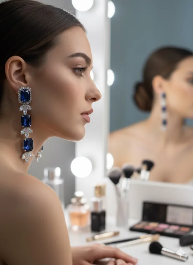 Blue Crystal Drop Earrings