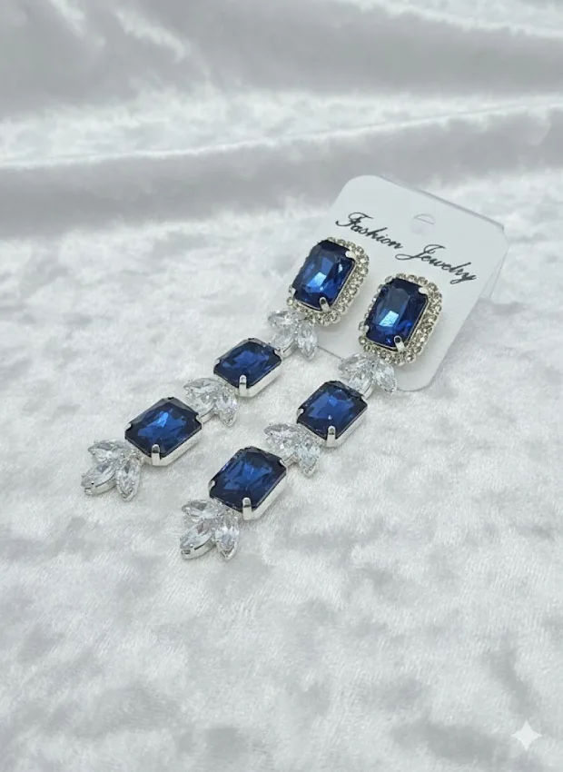 Blue Crystal Drop Earrings