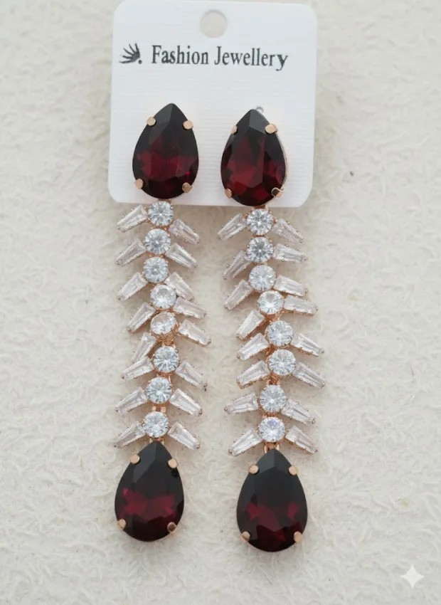 Red Teardrop Crystal Earrings