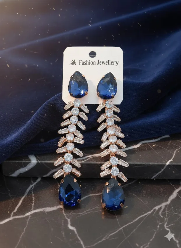 Blue Crystal Drop Earrings