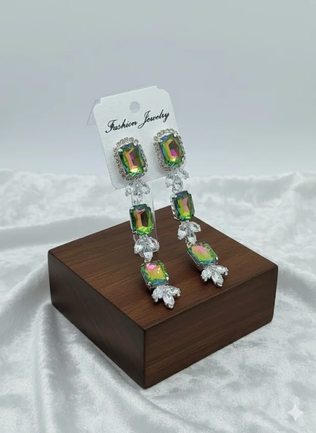 Iridescent Crystal Drop Earrings