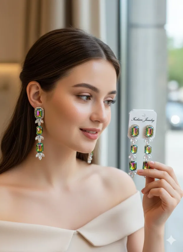Iridescent Crystal Drop Earrings