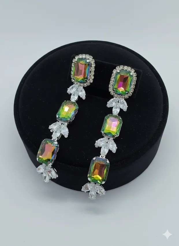 Iridescent Crystal Drop Earrings