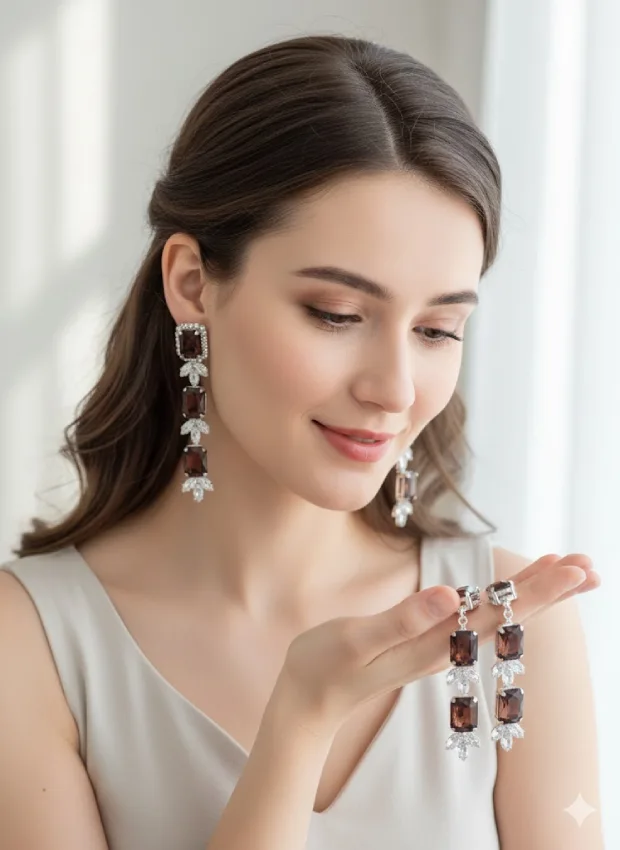 Elegant Red Crystal Drop Earrings