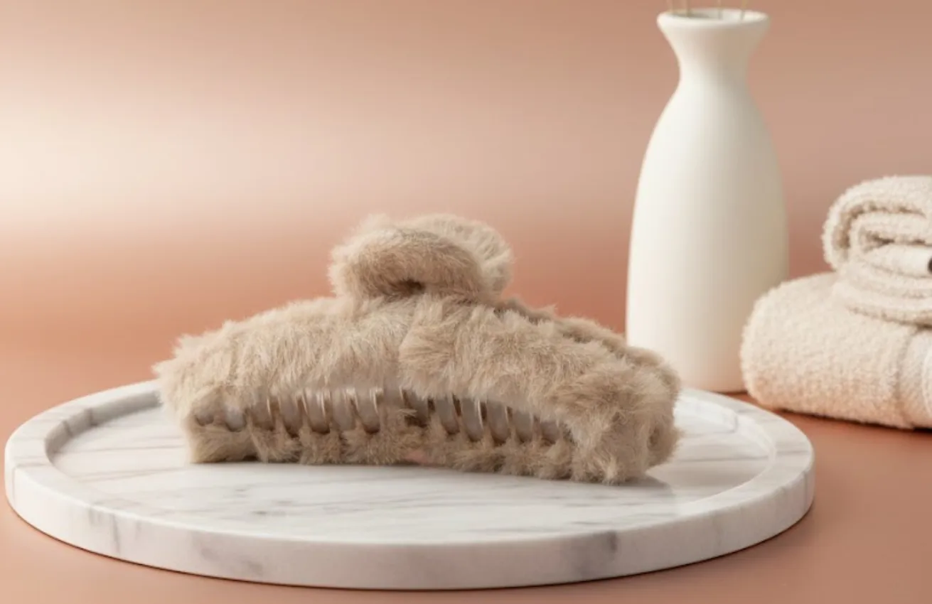 Faux Fur Hair Claw Clip