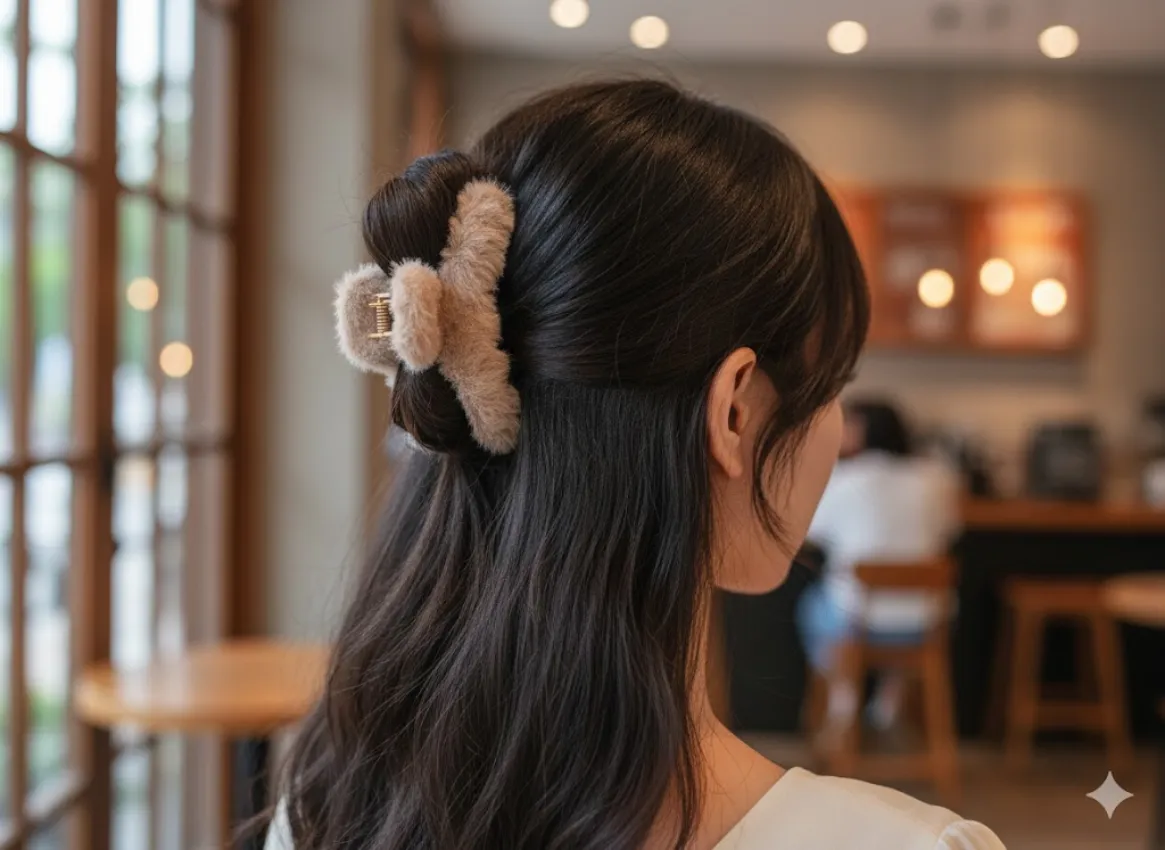 Faux Fur Hair Claw Clip
