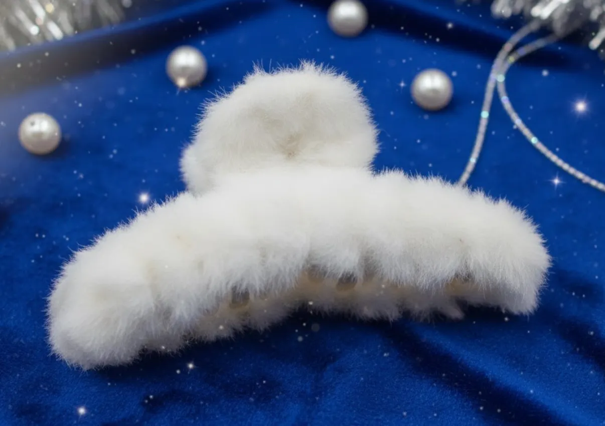 Faux Fur Hair Claw Clip