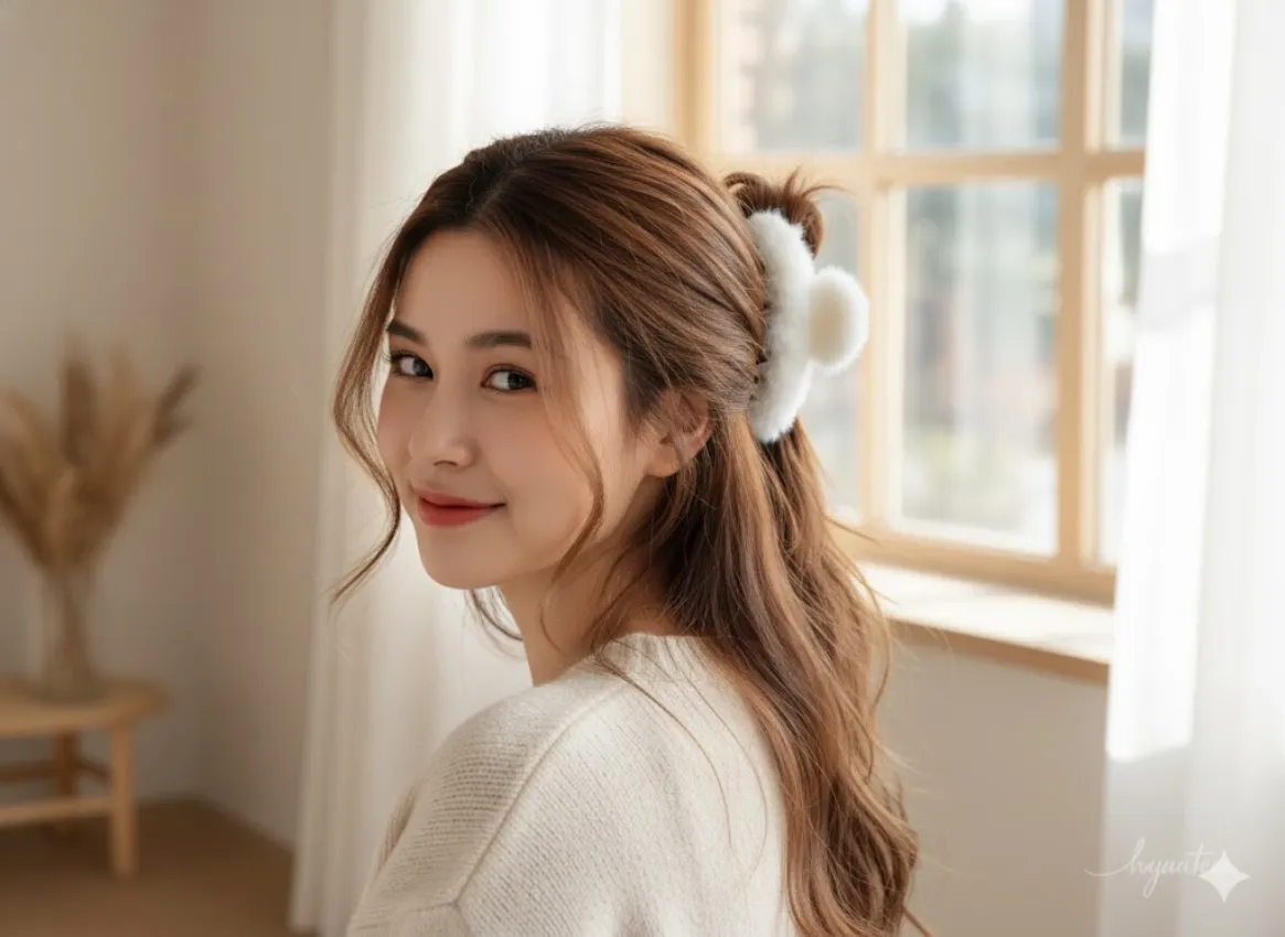 Faux Fur Hair Claw Clip
