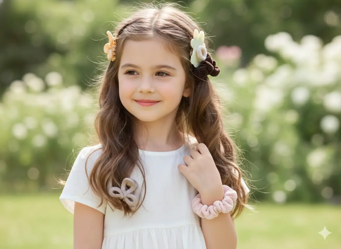Bear Hair Ties and Bow Hair Clips Set